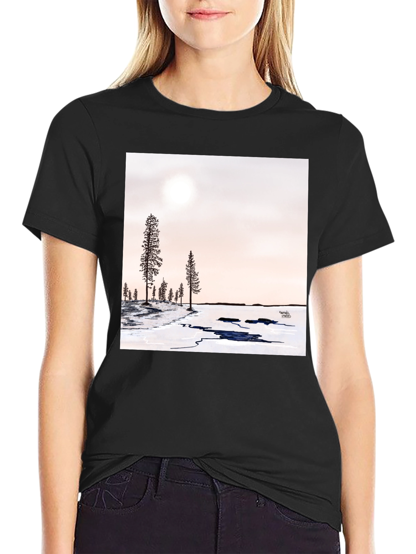 Winter Forest Graphic Tee - Black