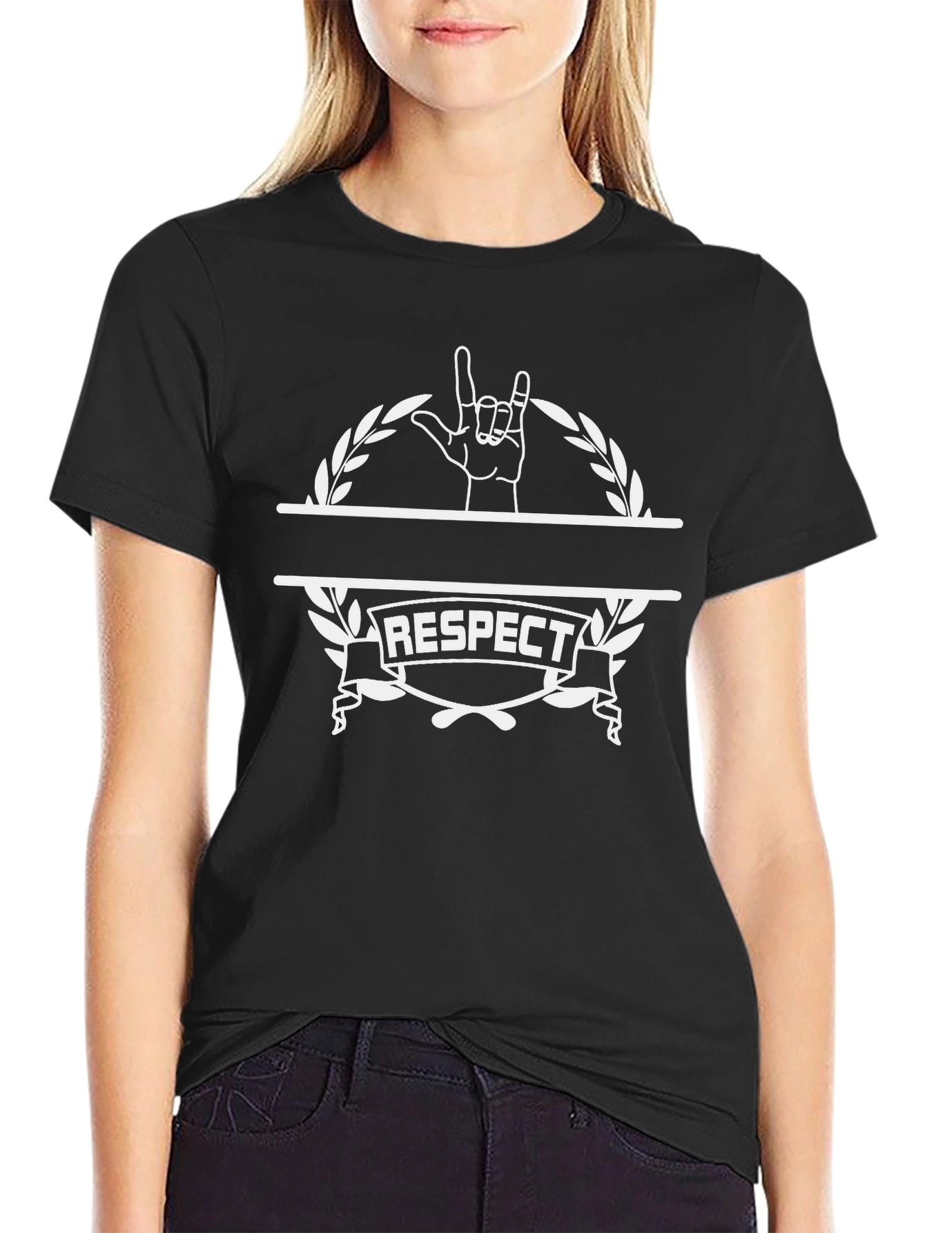 Respect Graphic Tee - Rock On Hand Sign