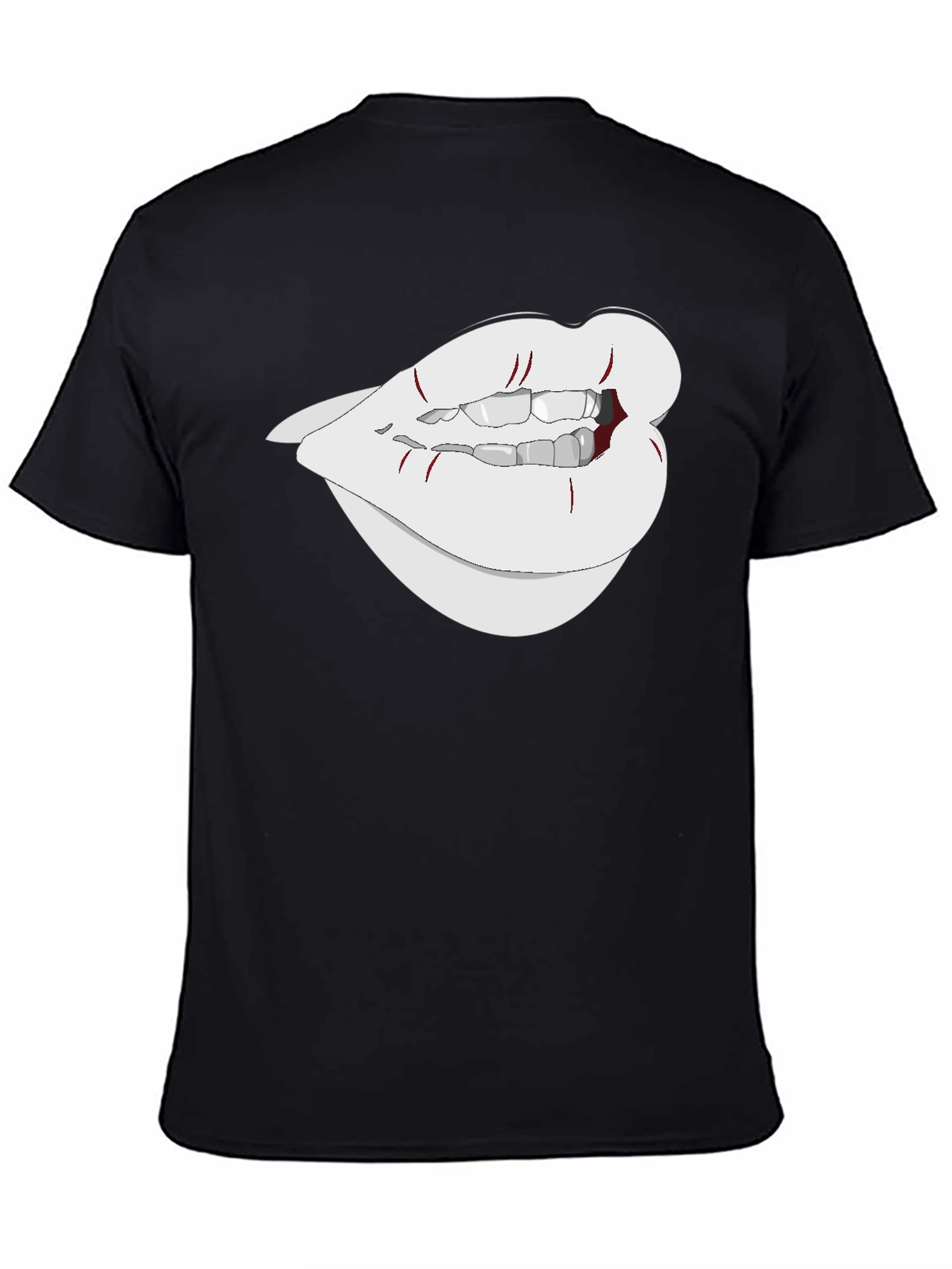 Graphic Lips Tee - Black Cotton Blend