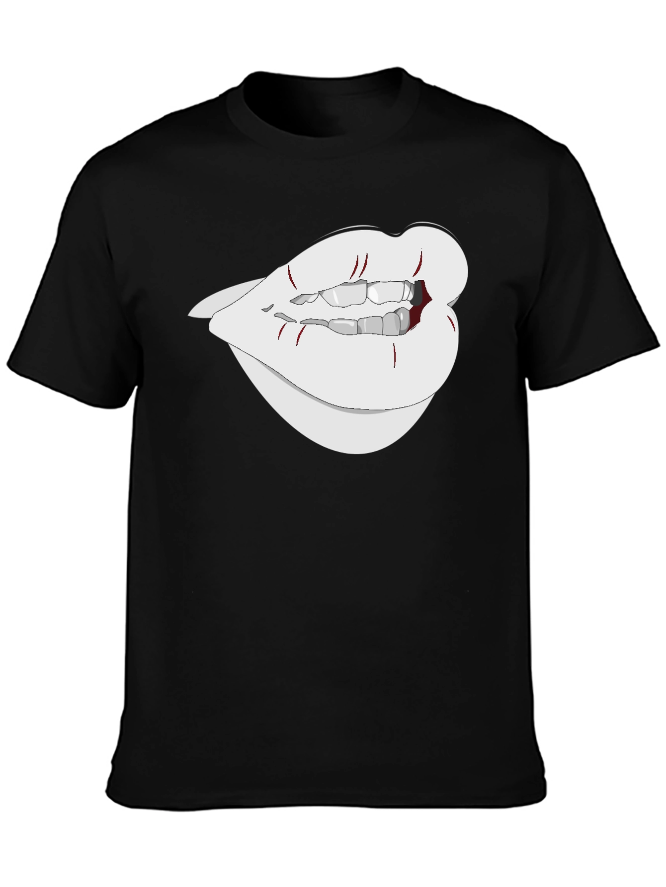 Graphic Lips Tee - Black Cotton Blend