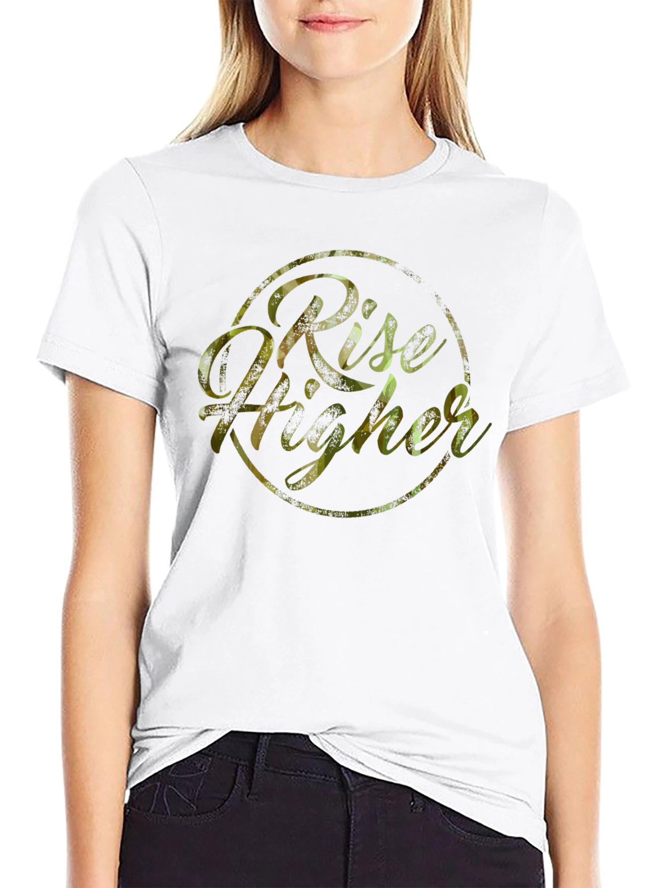 Rise Higher Graphic Print Black T-Shirt