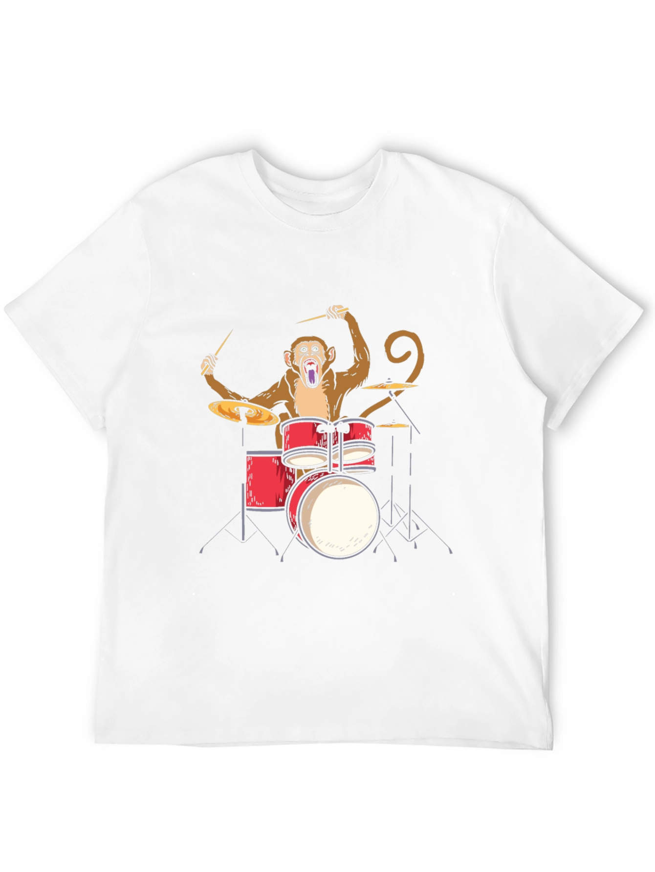 Monkey Drummer Graphic Tee - Black Cotton T-Shirt