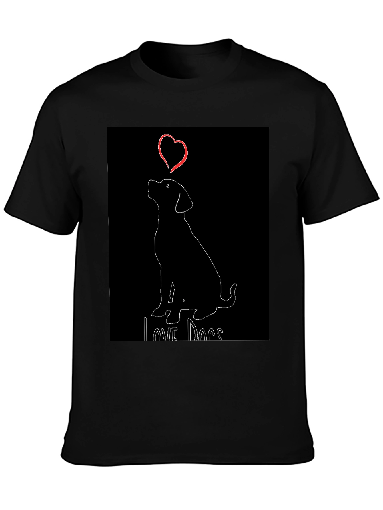 Love Dogs Black T-Shirt with Cute Dog Graphic