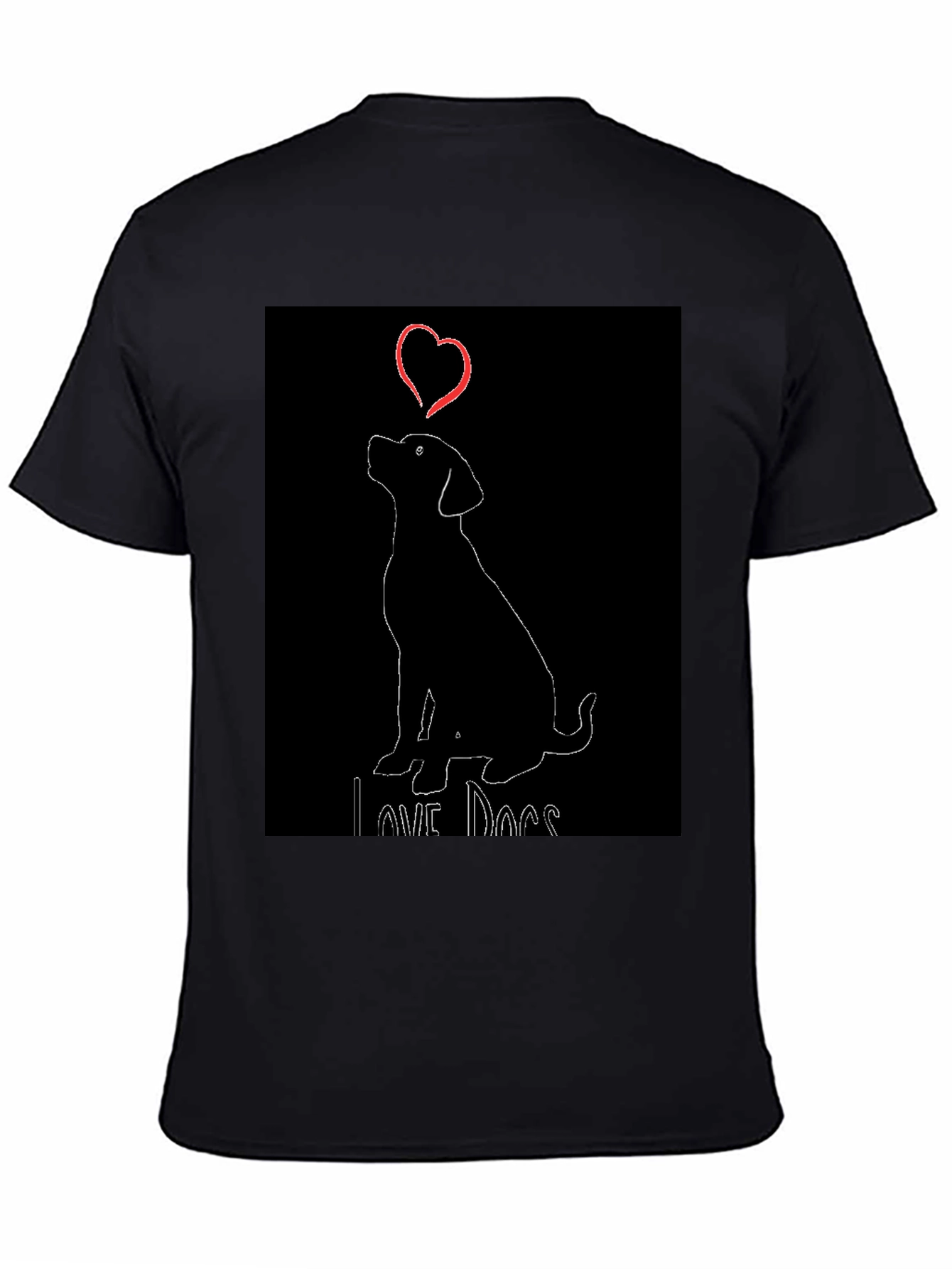 Love Dogs Black T-Shirt with Cute Dog Graphic