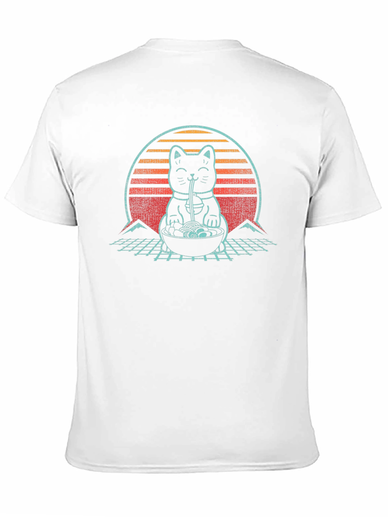 Ramen Cat T-Shirt - Retro Japanese Style