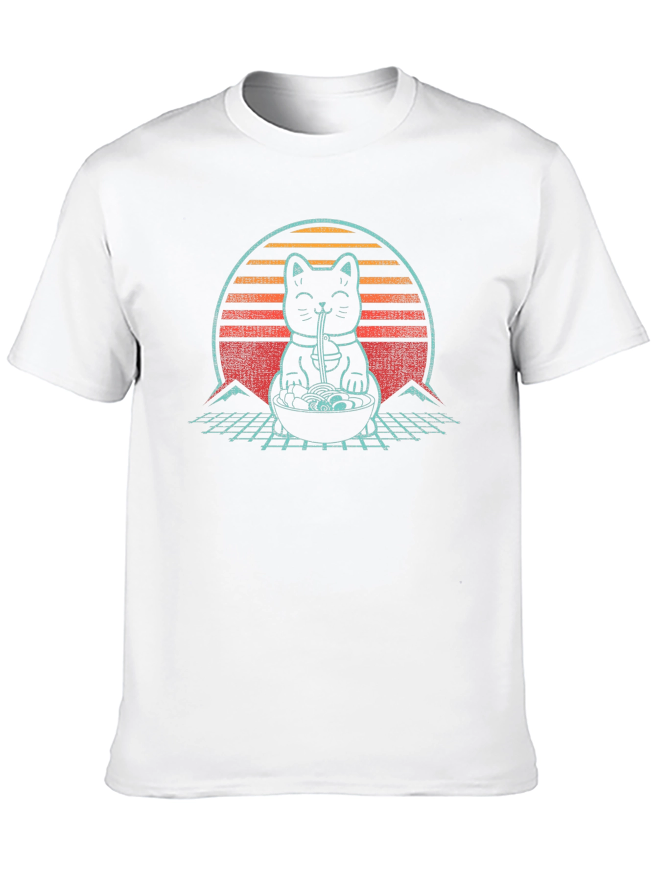 Ramen Cat T-Shirt - Retro Japanese Style