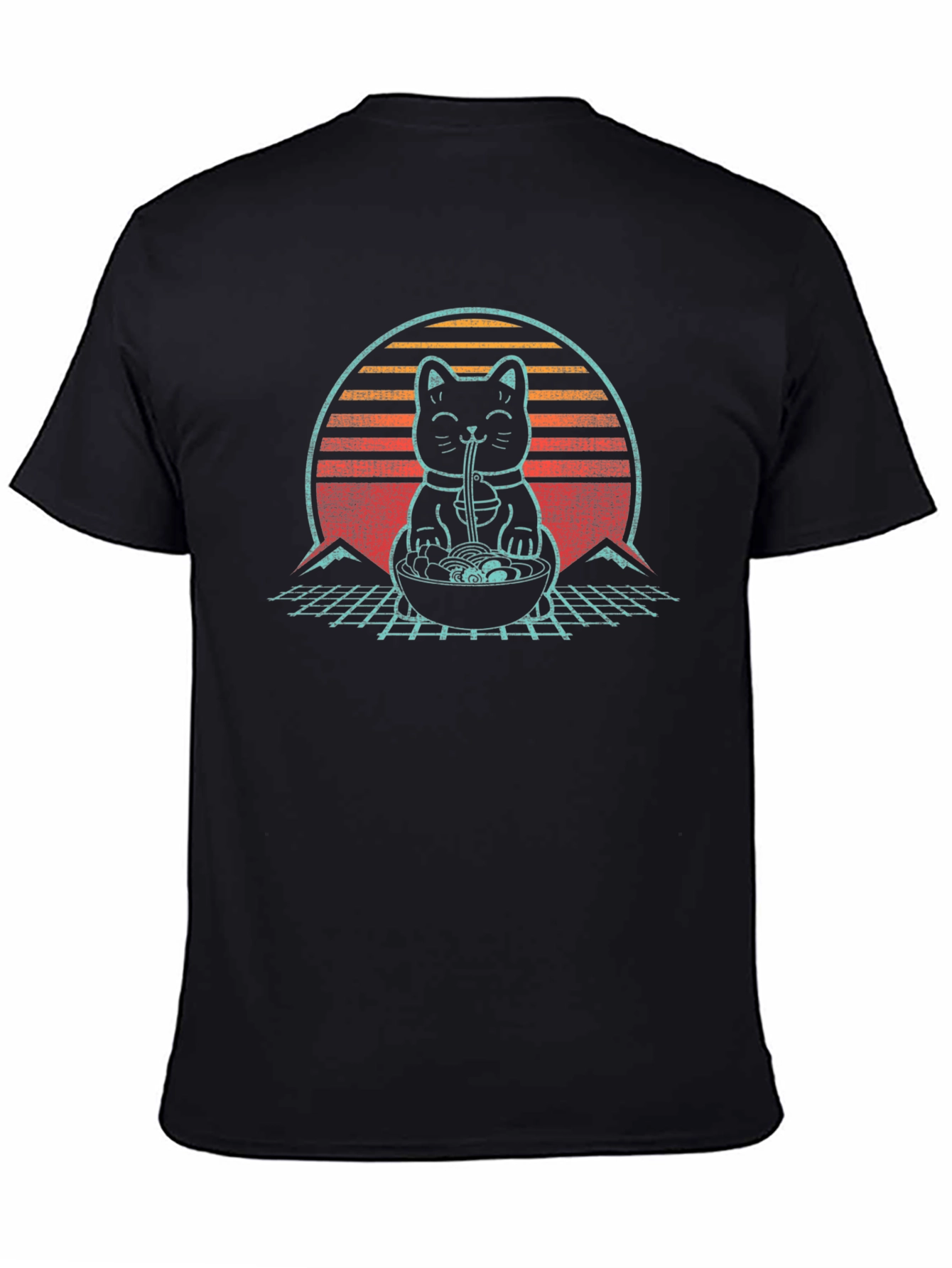 Ramen Cat T-Shirt - Retro Japanese Style