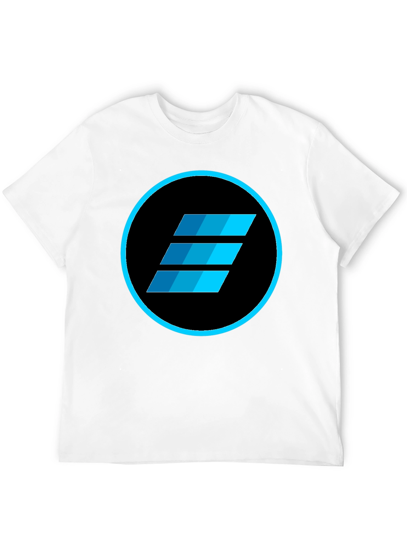 Mens Black T-Shirt with Blue Abstract Circle Logo