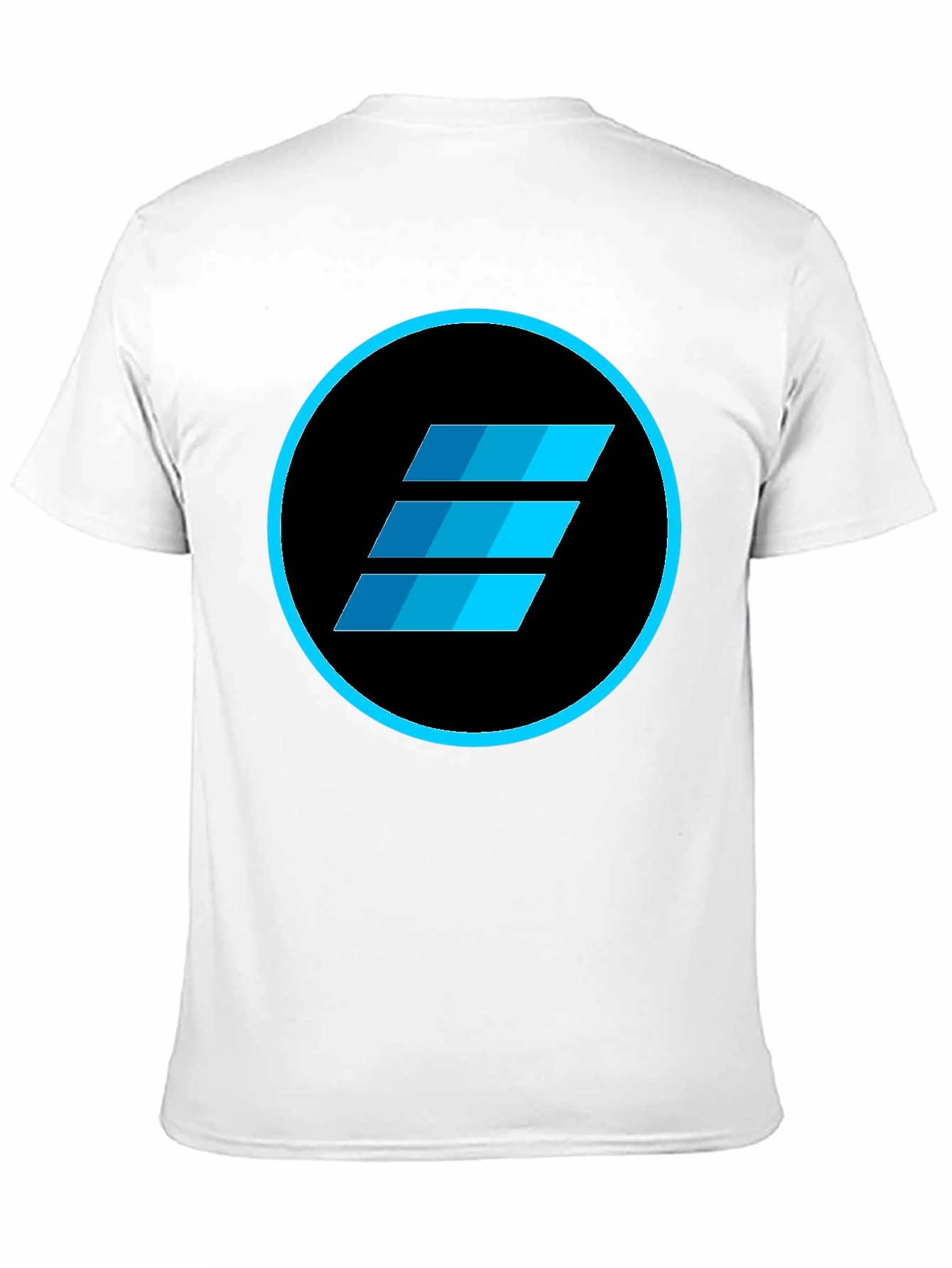 Mens Black T-Shirt with Blue Abstract Circle Logo
