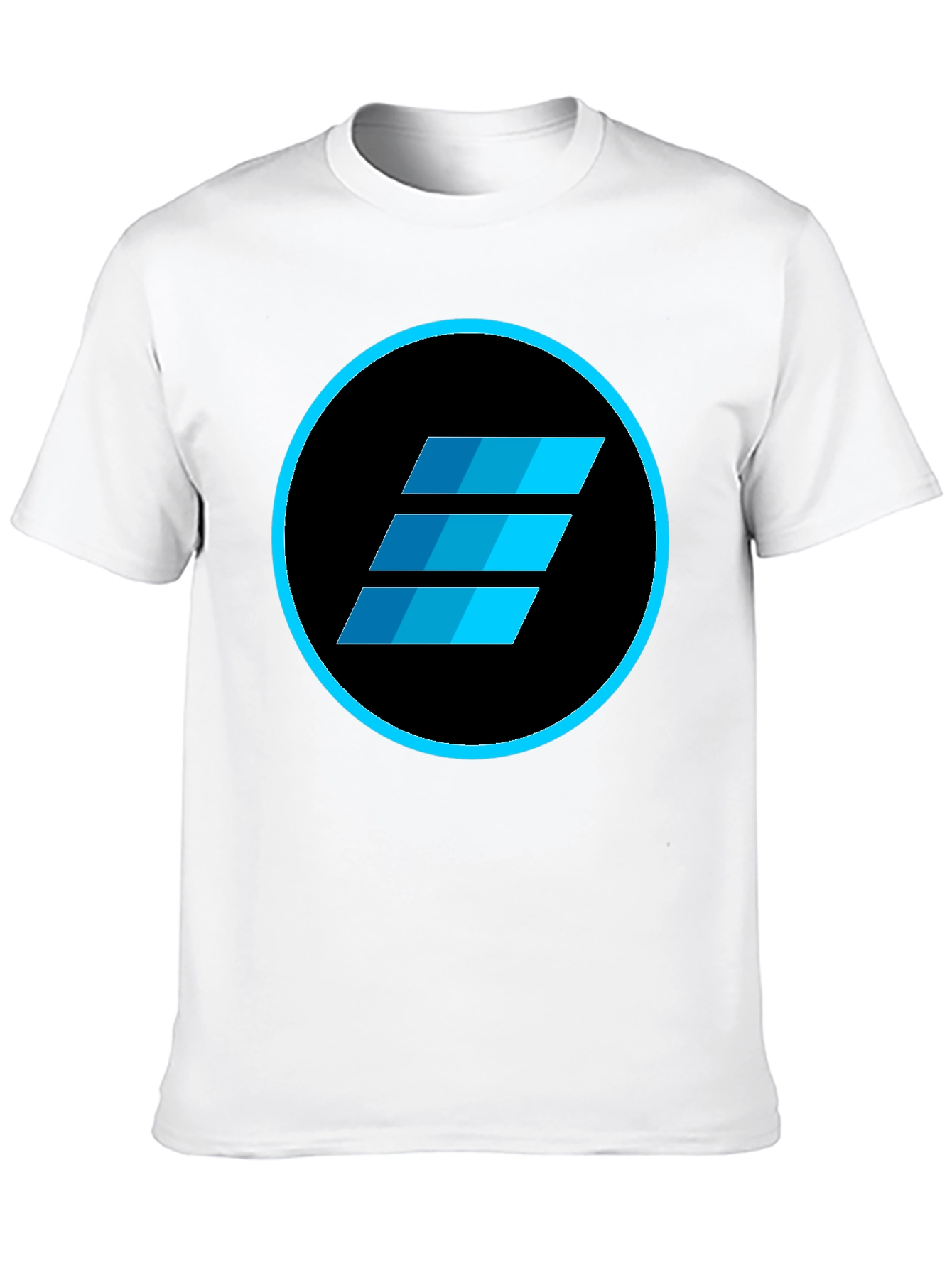 Mens Black T-Shirt with Blue Abstract Circle Logo