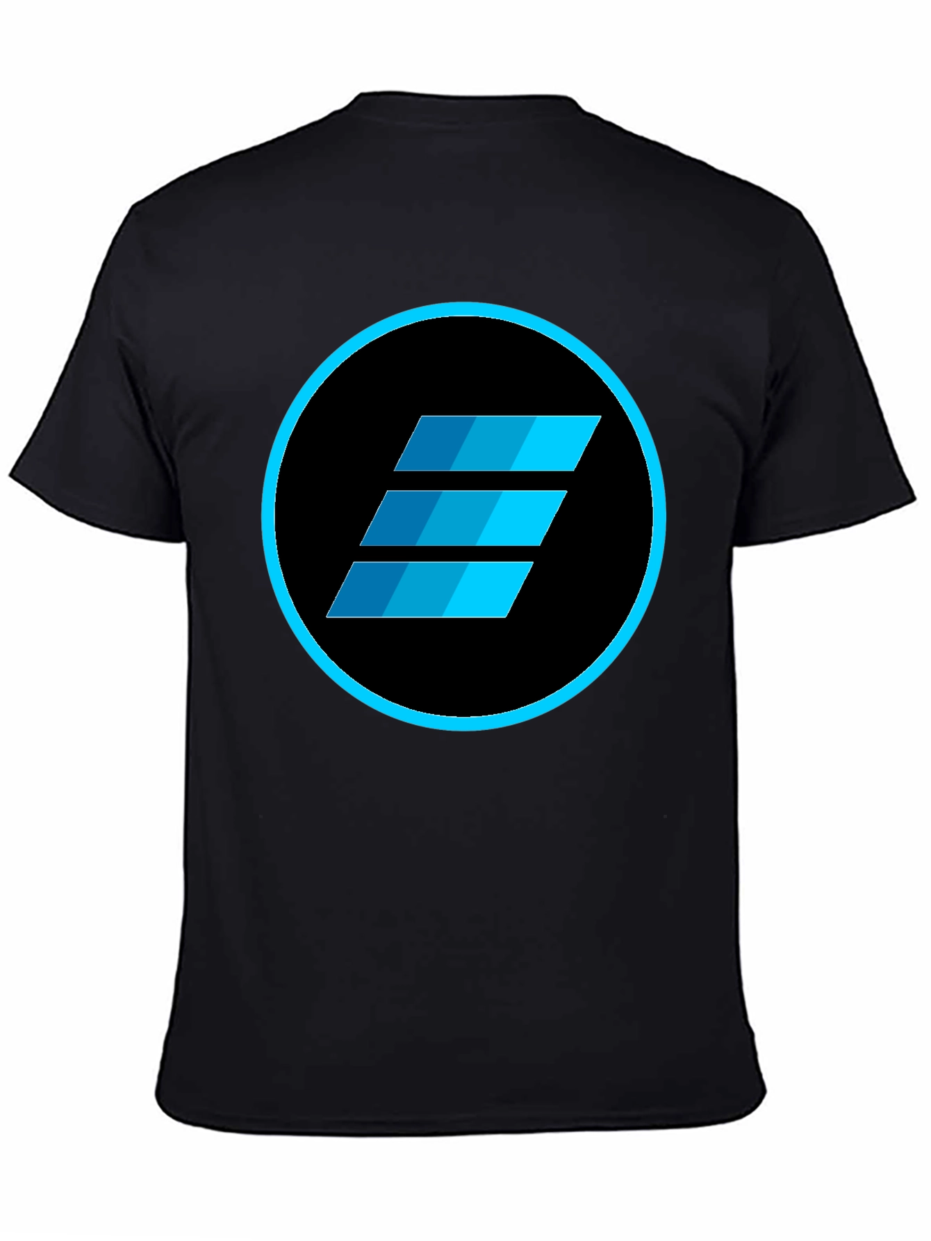 Mens Black T-Shirt with Blue Abstract Circle Logo