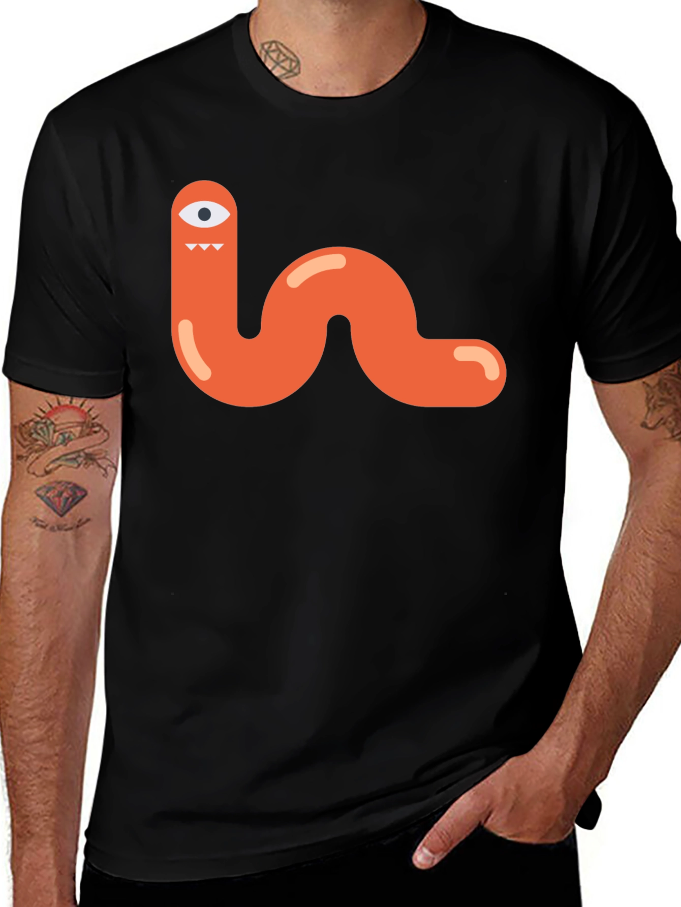 Funky Monster Worm Graphic Tee - Black