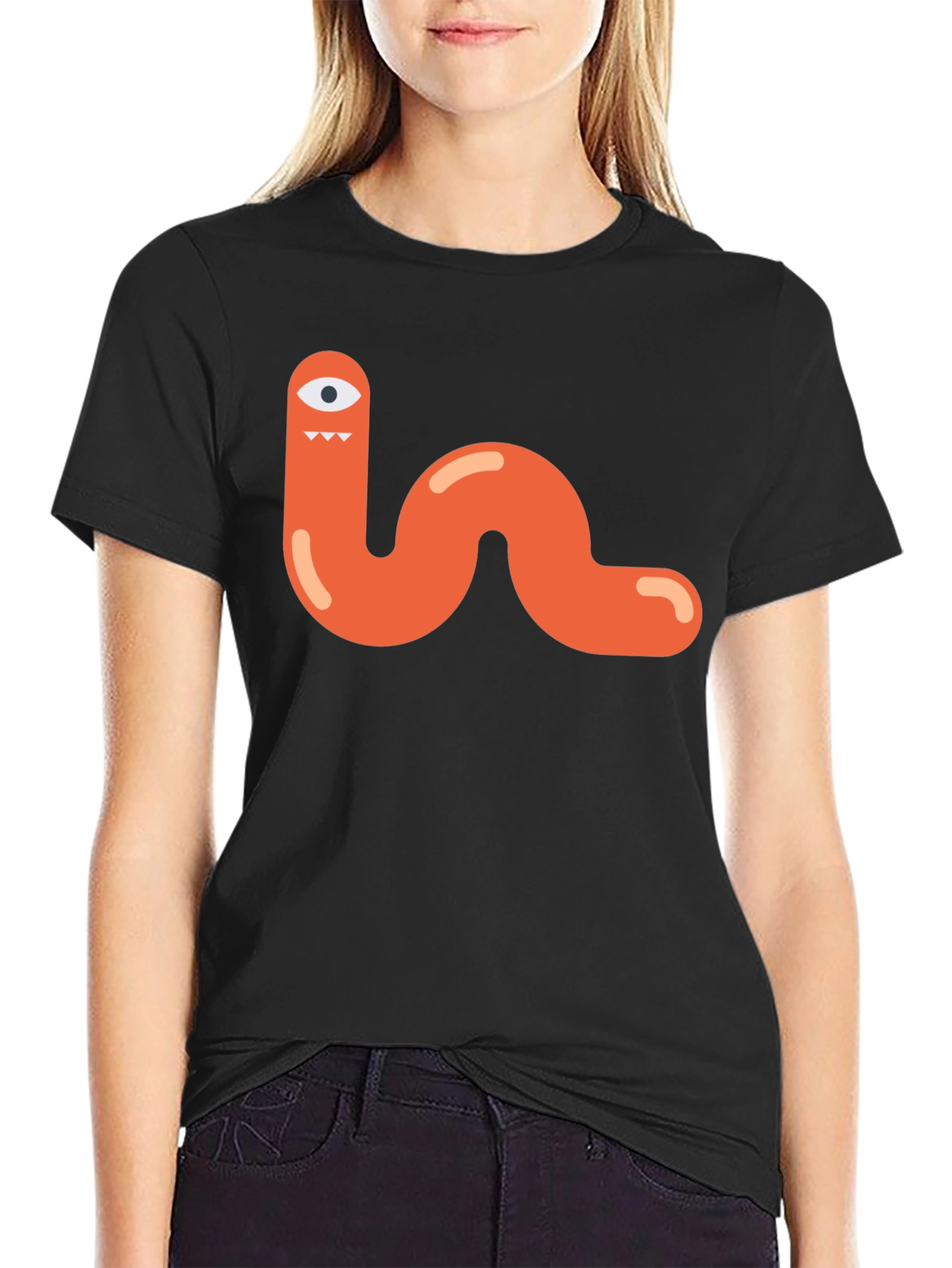 Funky Monster Worm Graphic Tee - Black