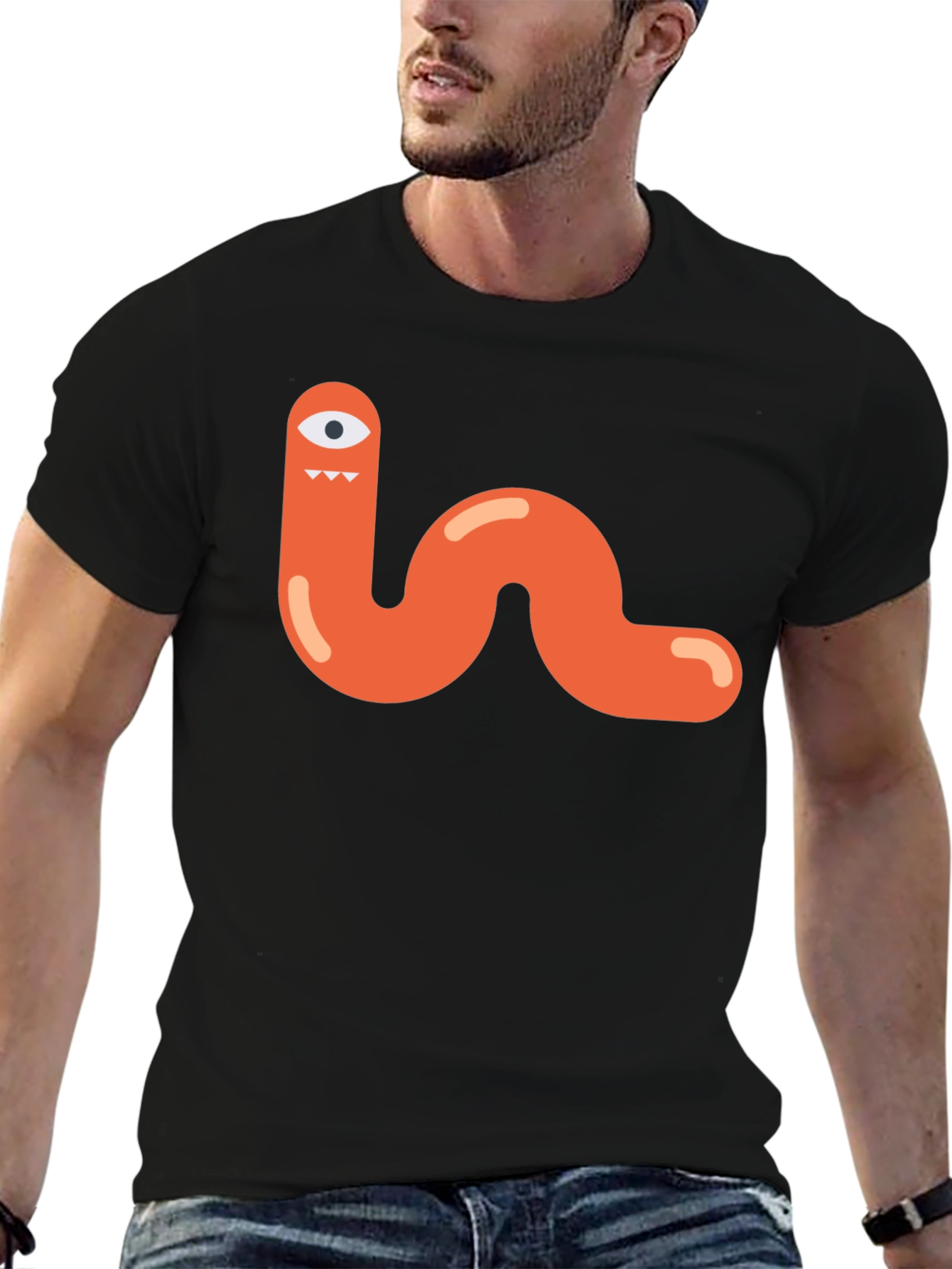 Funky Monster Worm Graphic Tee - Black