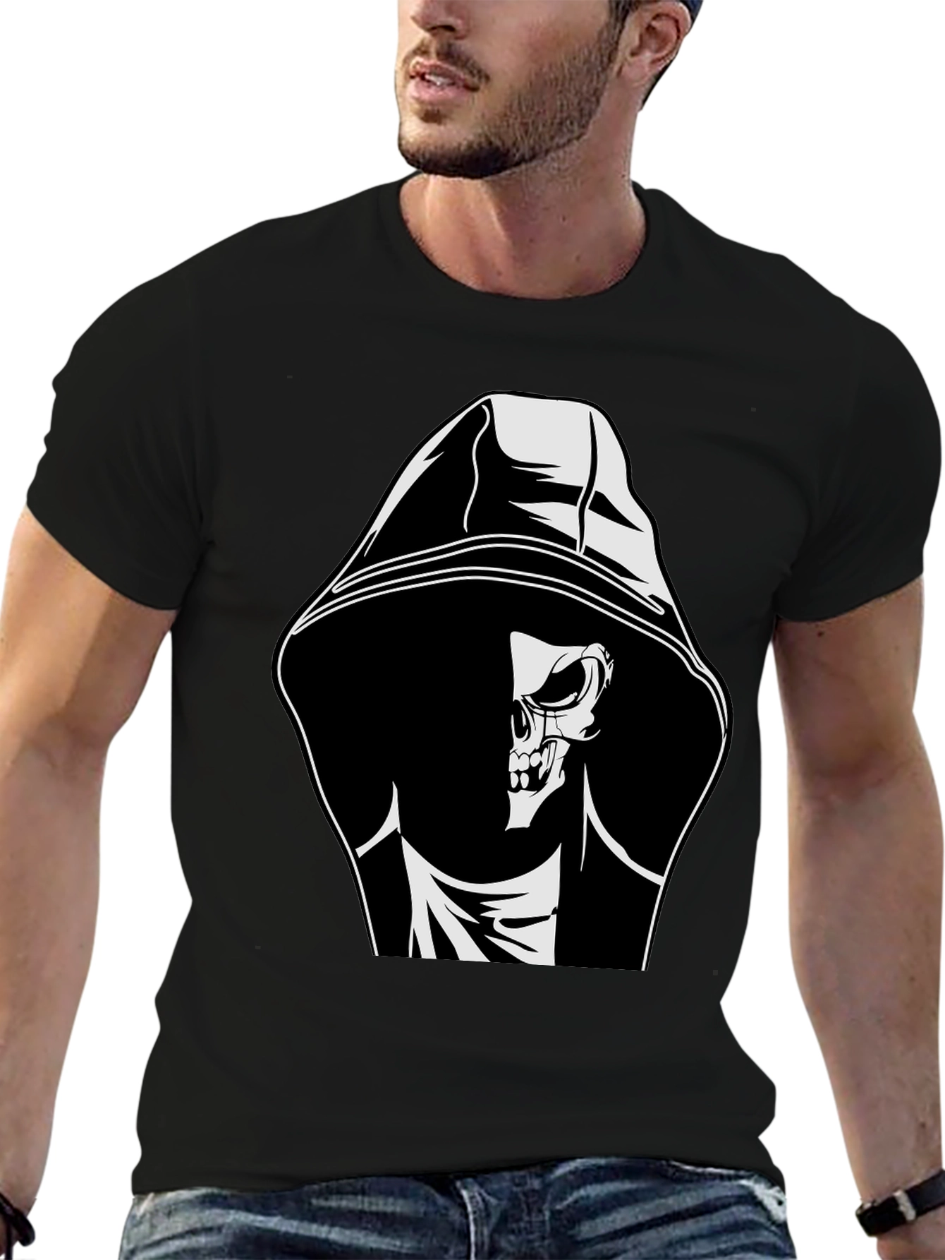 Grim Reaper Graphic Tee - Black Cotton T-Shirt