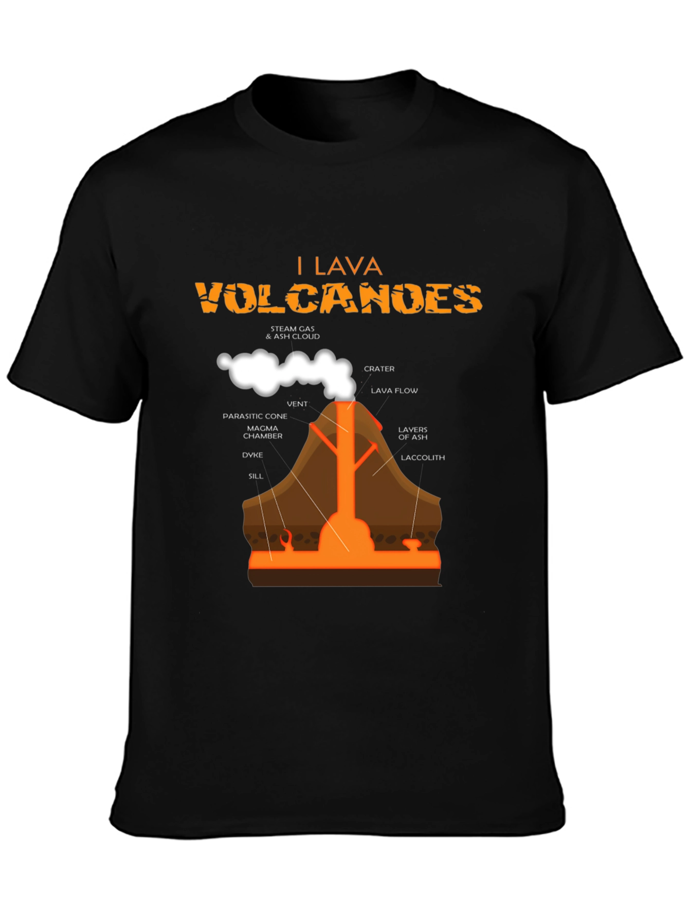 I Lava Volcanoes Black Graphic T-Shirt