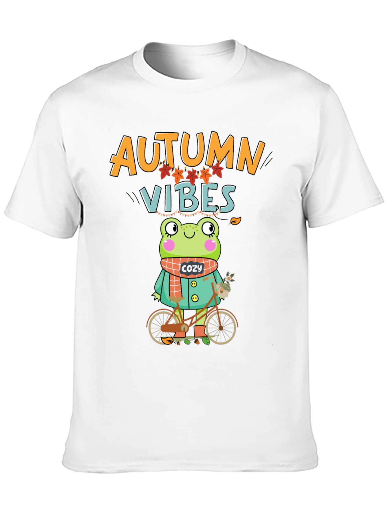 Autumn Vibes Frog On Bicycle T-Shirt