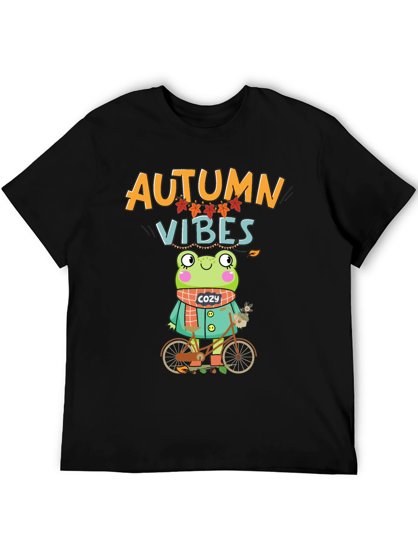 Autumn Vibes Frog On Bicycle T-Shirt