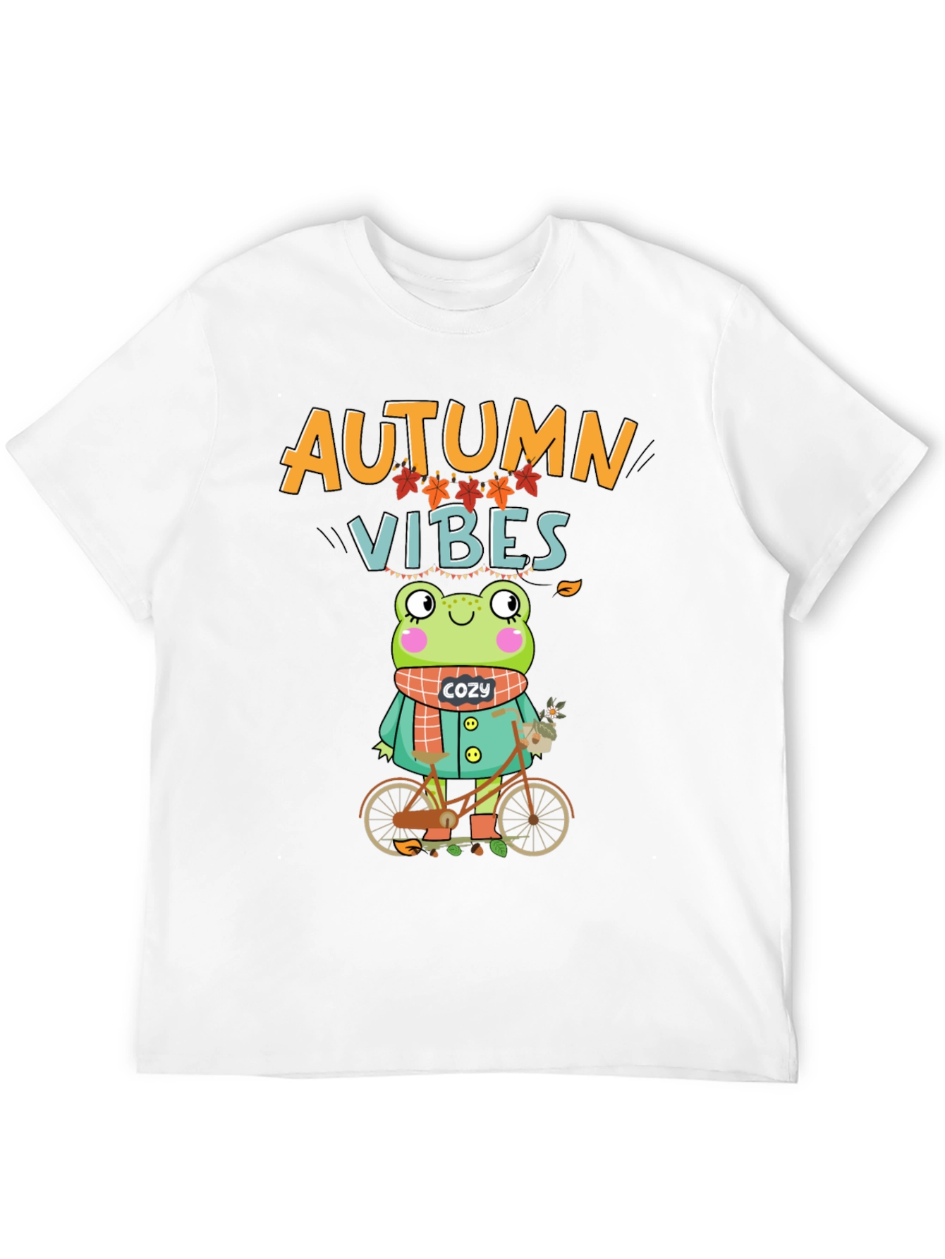 Autumn Vibes Frog On Bicycle T-Shirt