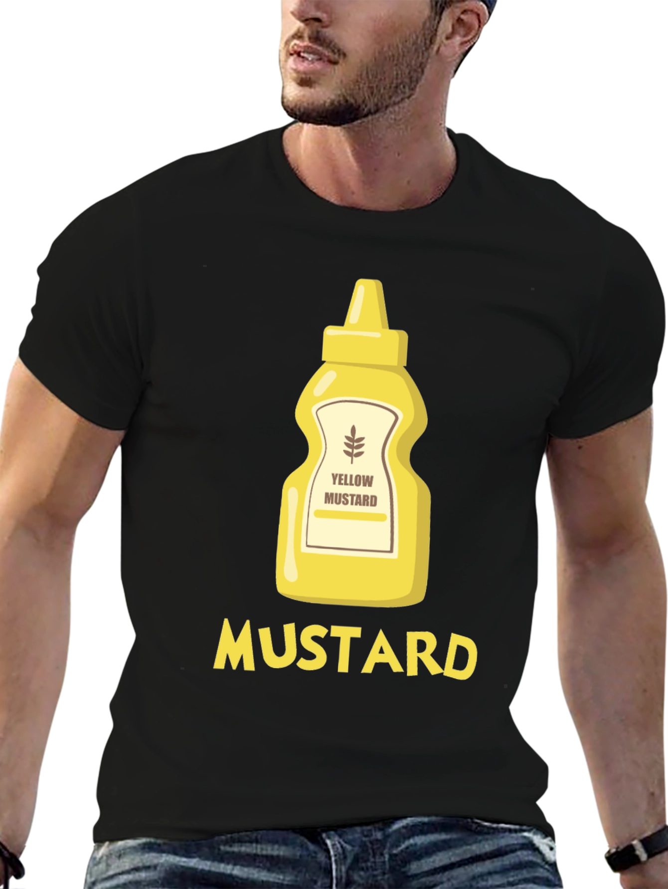 Funny Mustard Graphic T-Shirt - Black
