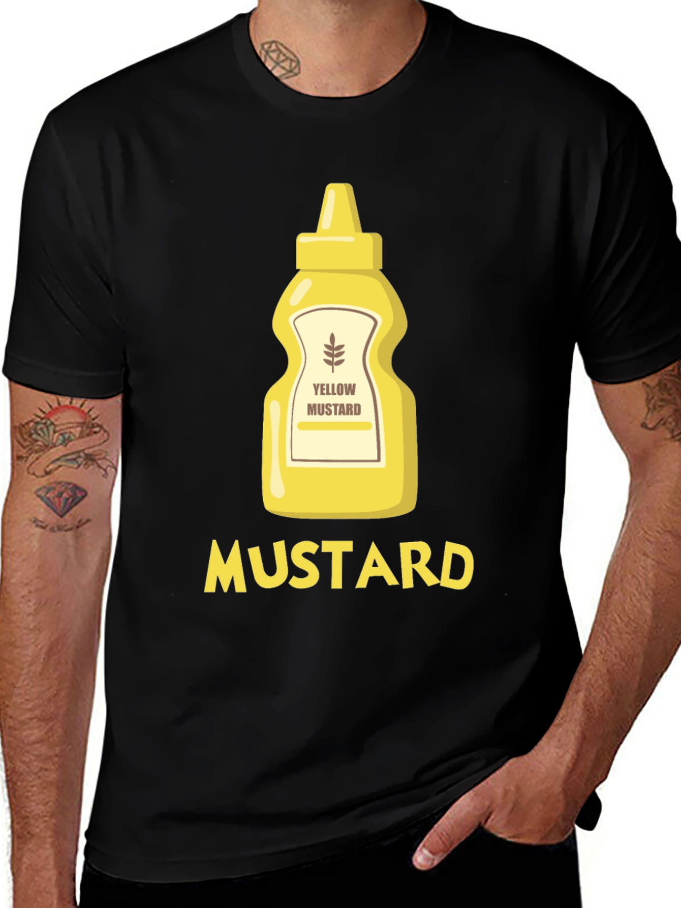 Funny Mustard Graphic T-Shirt - Black