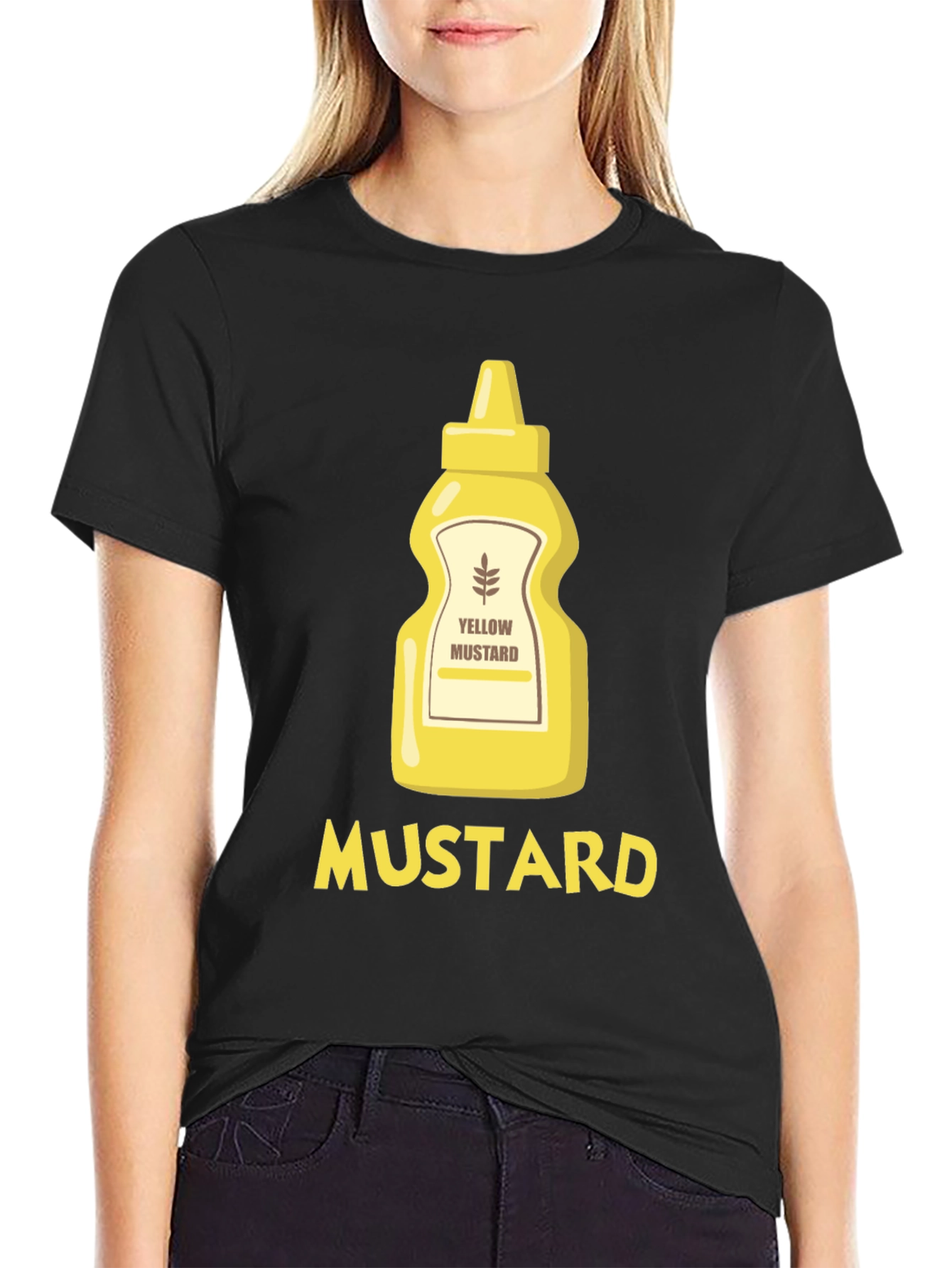 Funny Mustard Graphic T-Shirt - Black