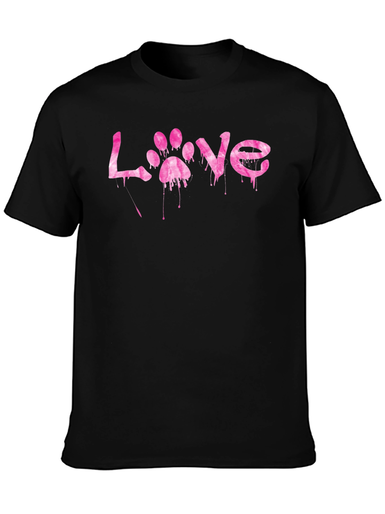 Love Paw Print Graphic Tee - Mens Black T-Shirt