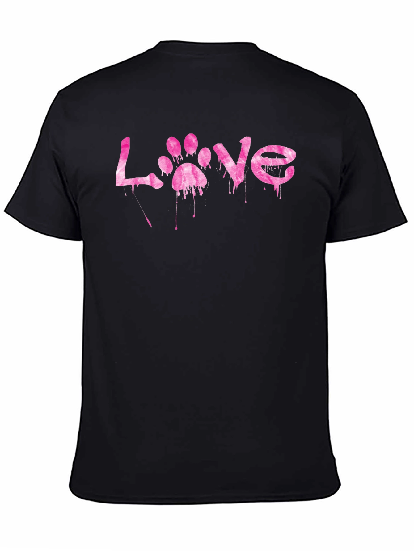 Love Paw Print Graphic Tee - Mens Black T-Shirt