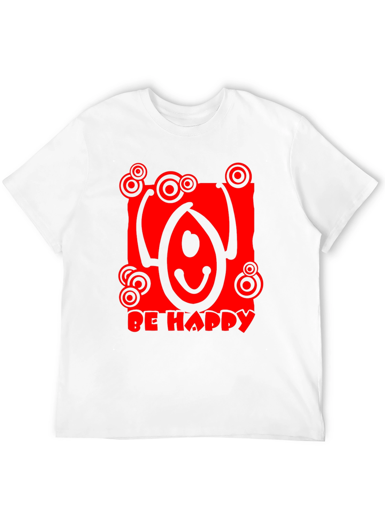 Be Happy Graphic Tee - Black Crew Neck