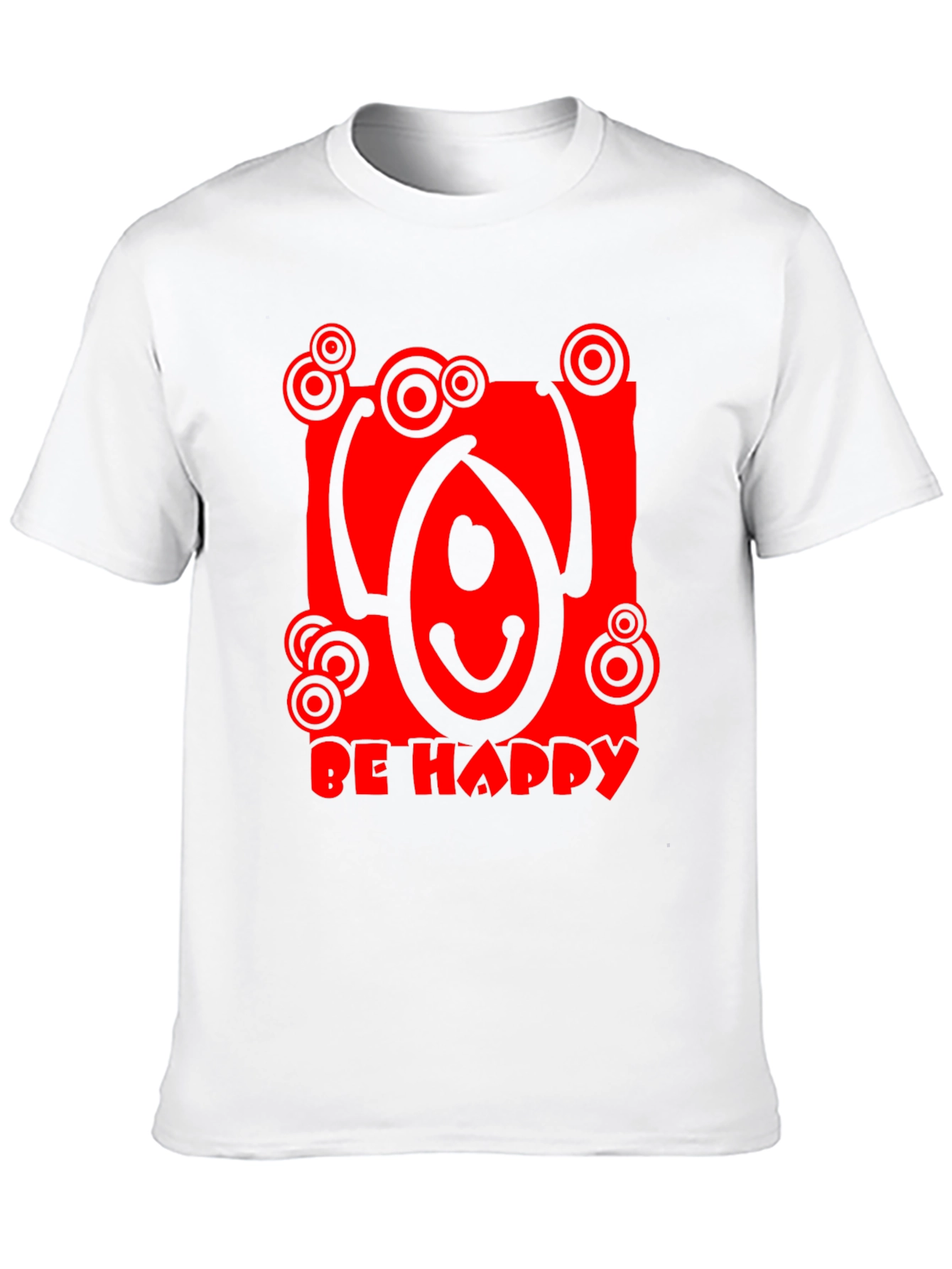 Be Happy Graphic Tee - Black Crew Neck