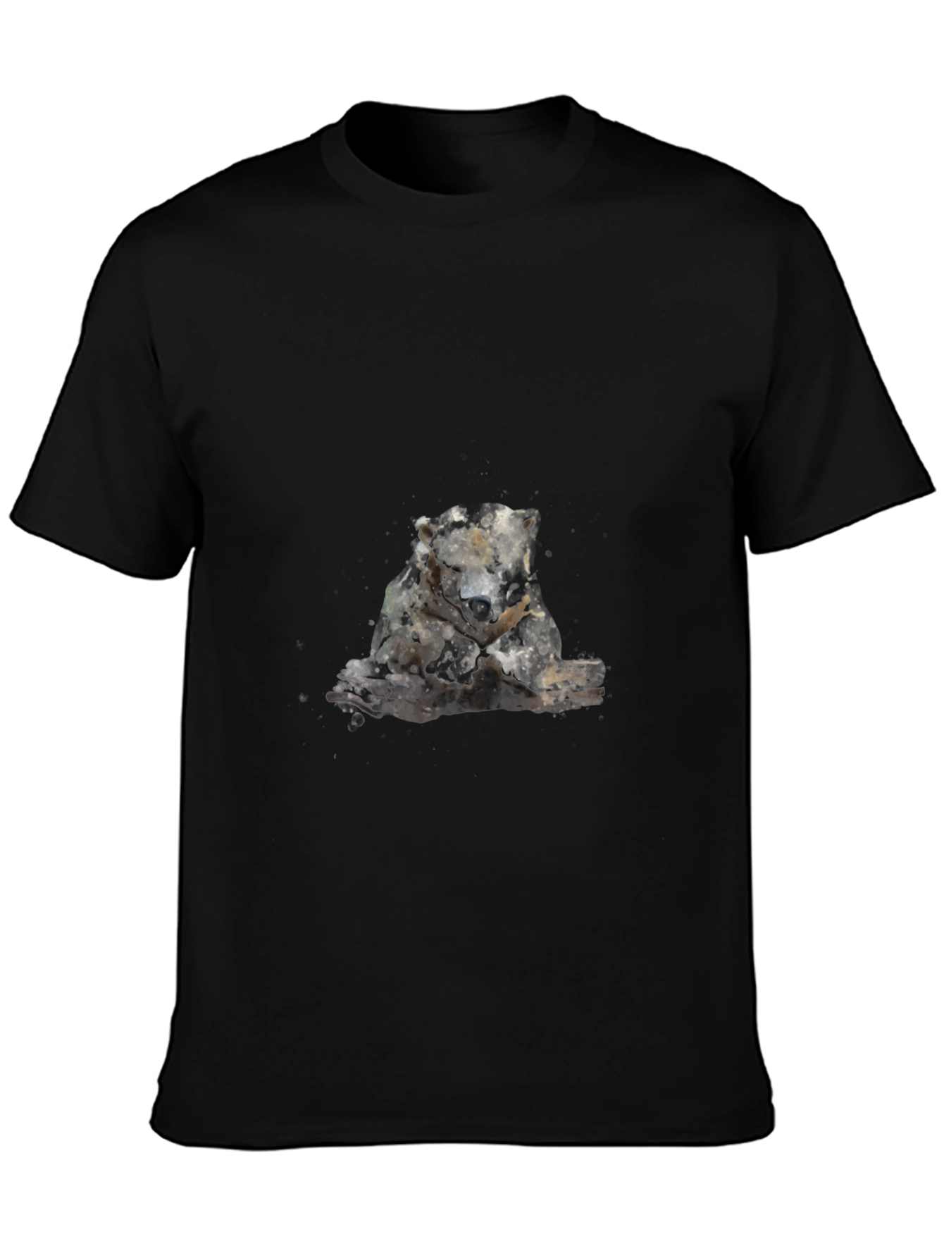 Abstract Bear Graphic Black Tee