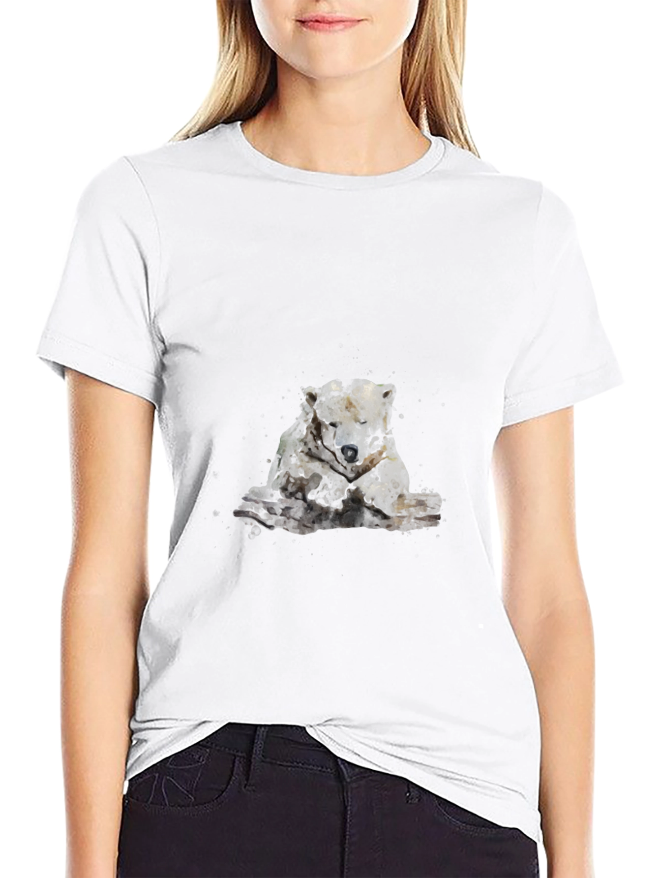 Abstract Bear Graphic Black Tee