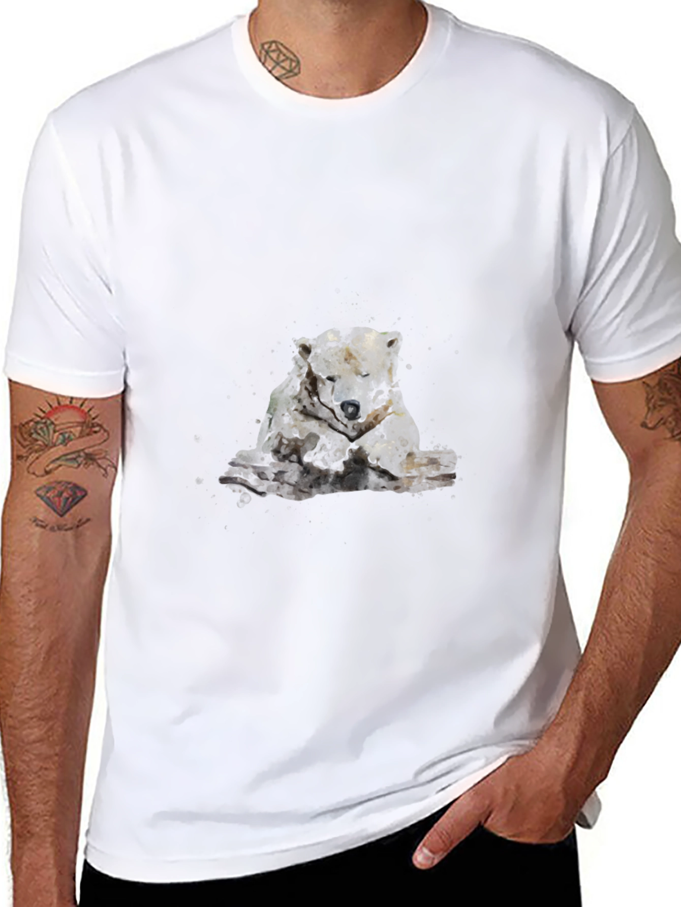 Abstract Bear Graphic Black Tee
