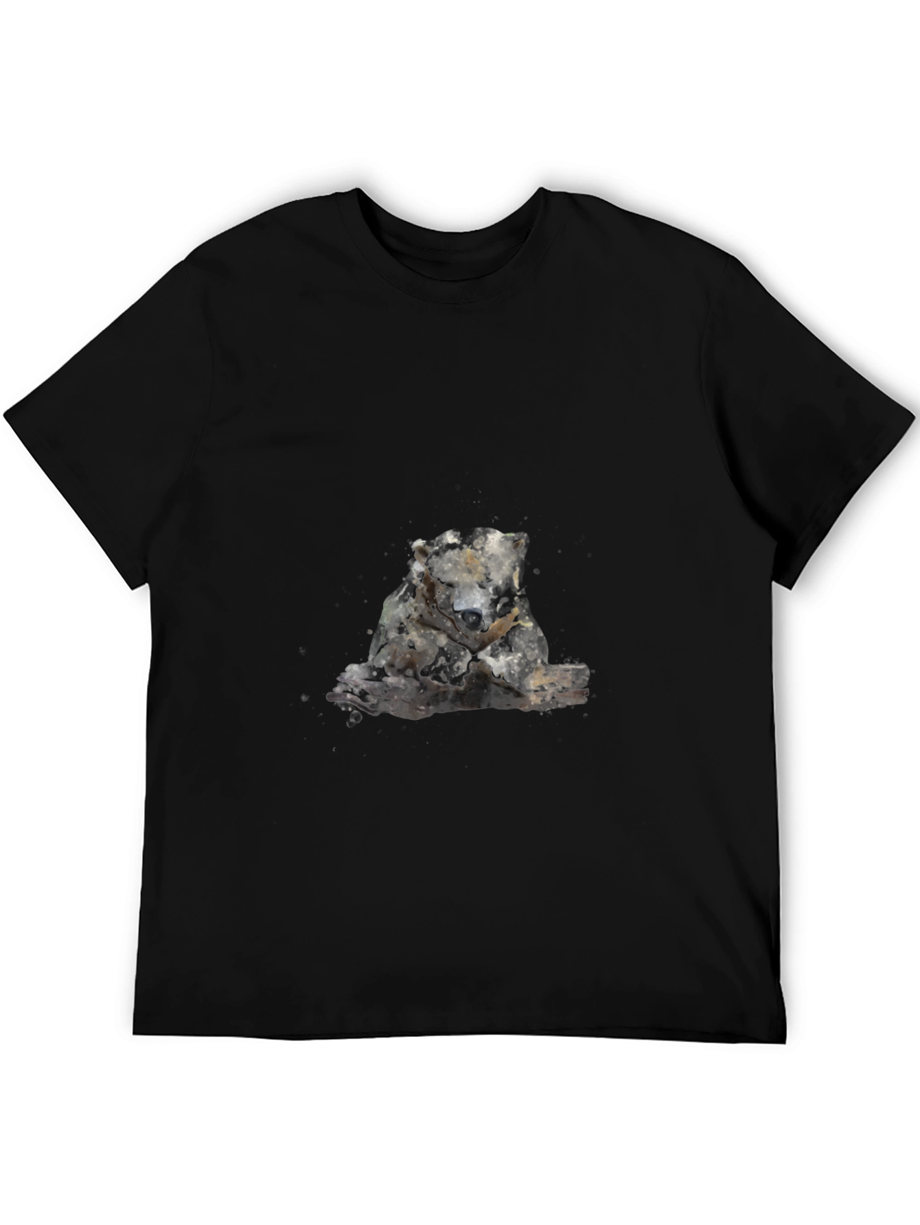 Abstract Bear Graphic Black Tee