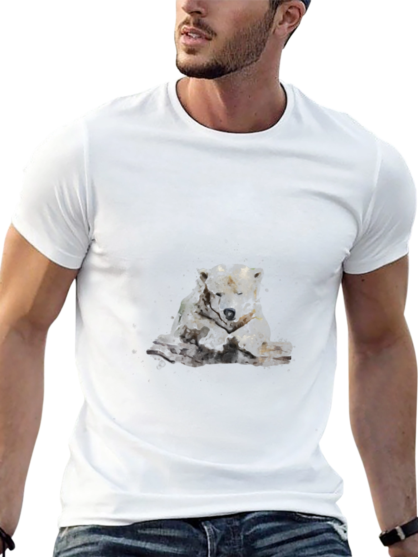 Abstract Bear Graphic Black Tee