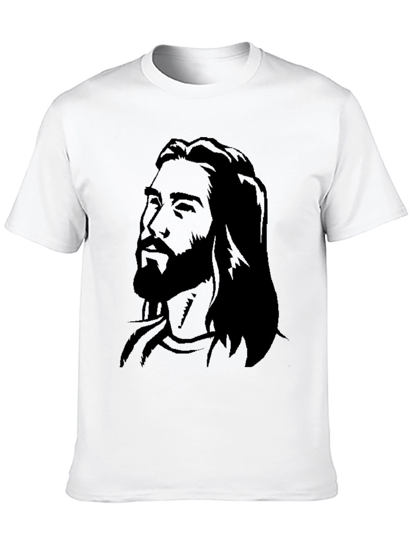 Mens Graphic Black T-Shirt with Jesus Portrait