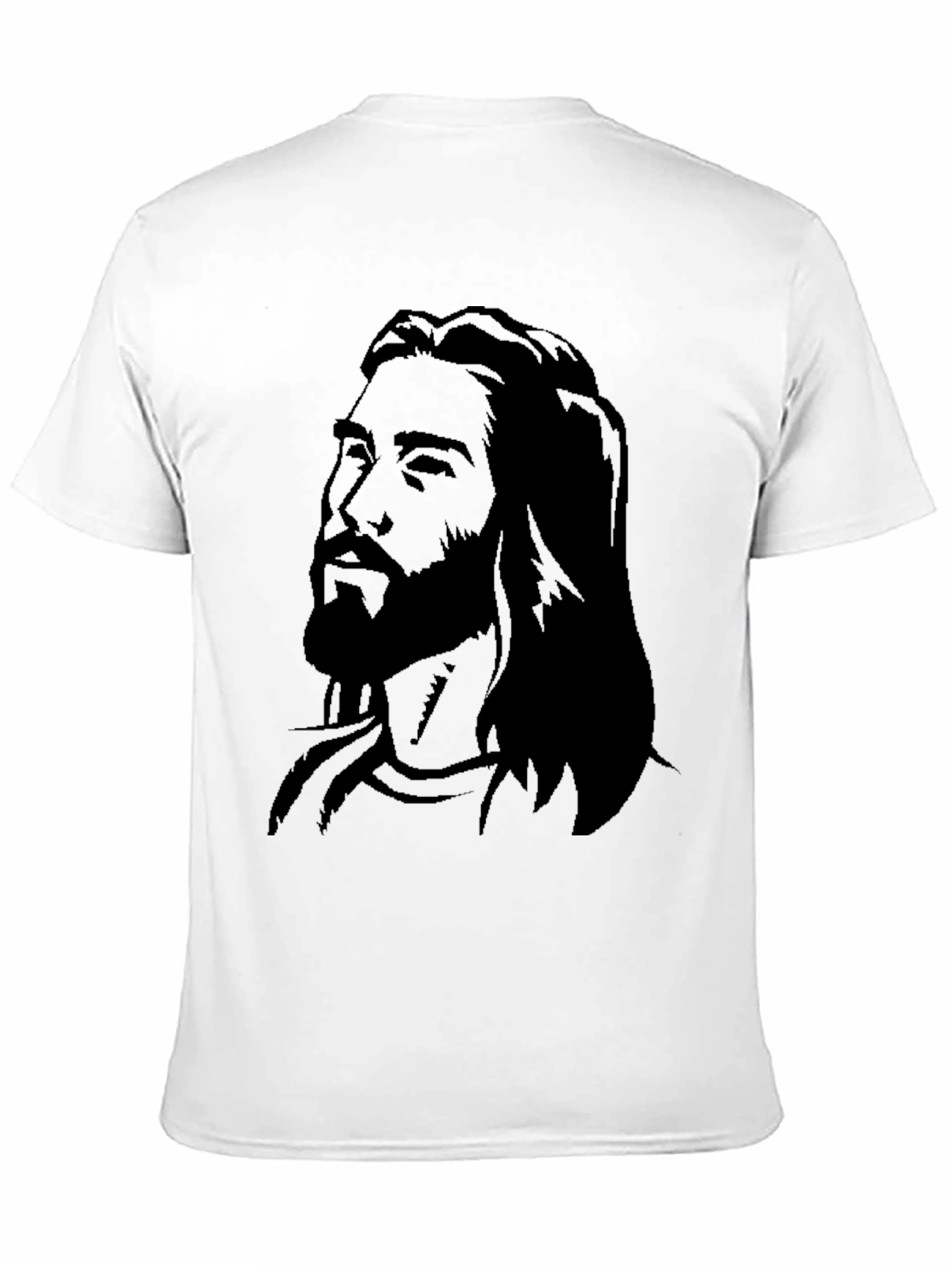 Mens Graphic Black T-Shirt with Jesus Portrait