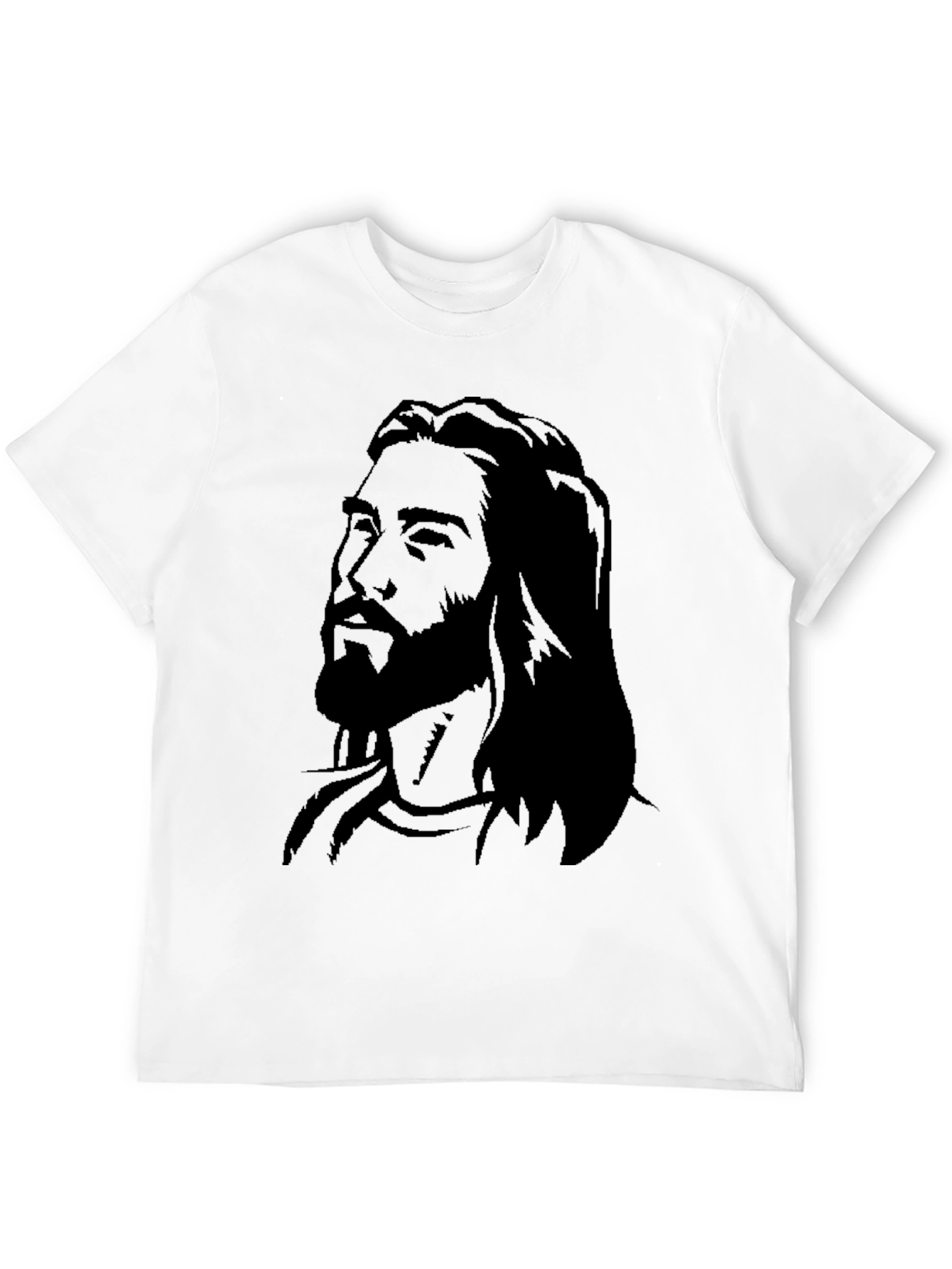 Mens Graphic Black T-Shirt with Jesus Portrait