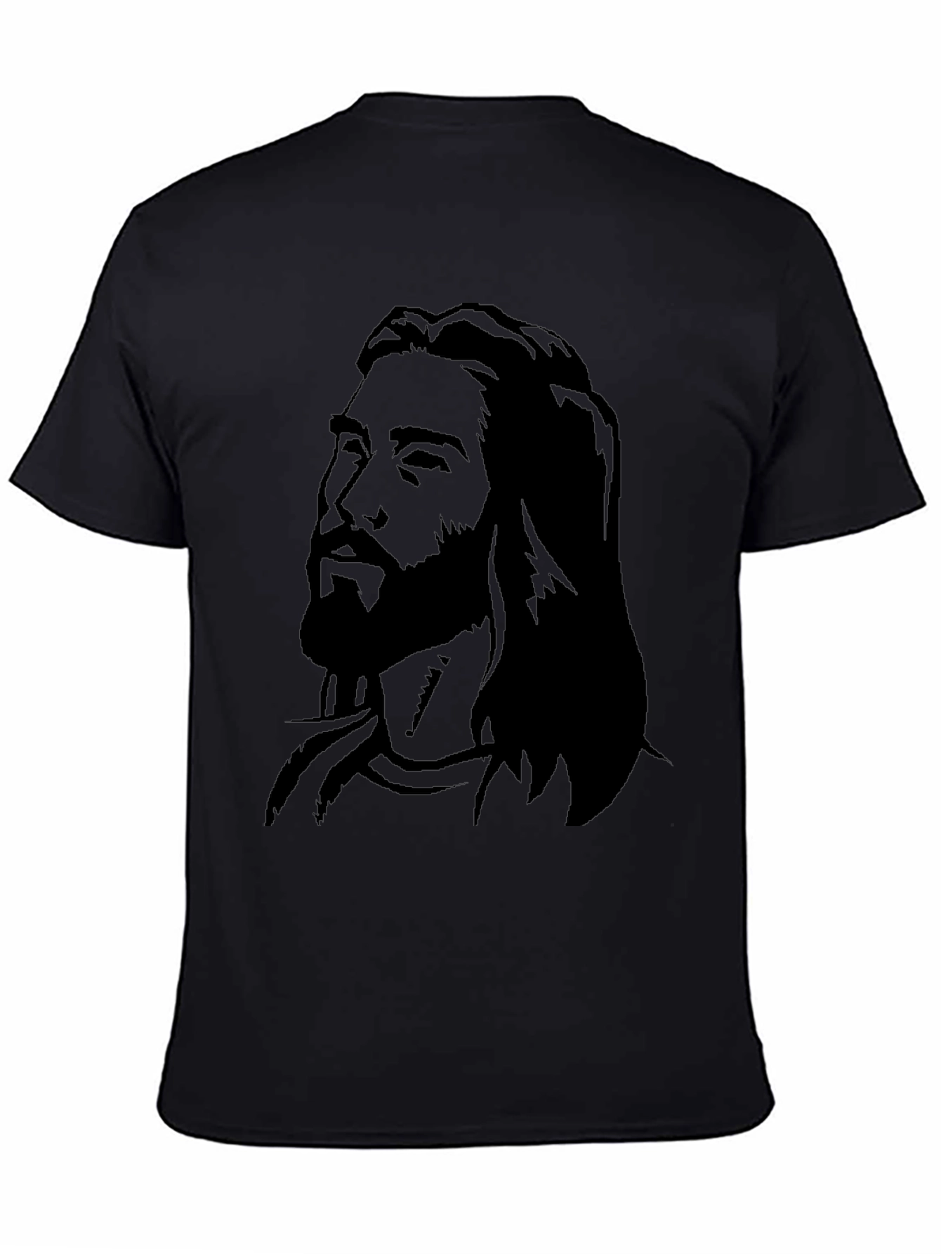 Mens Graphic Black T-Shirt with Jesus Portrait