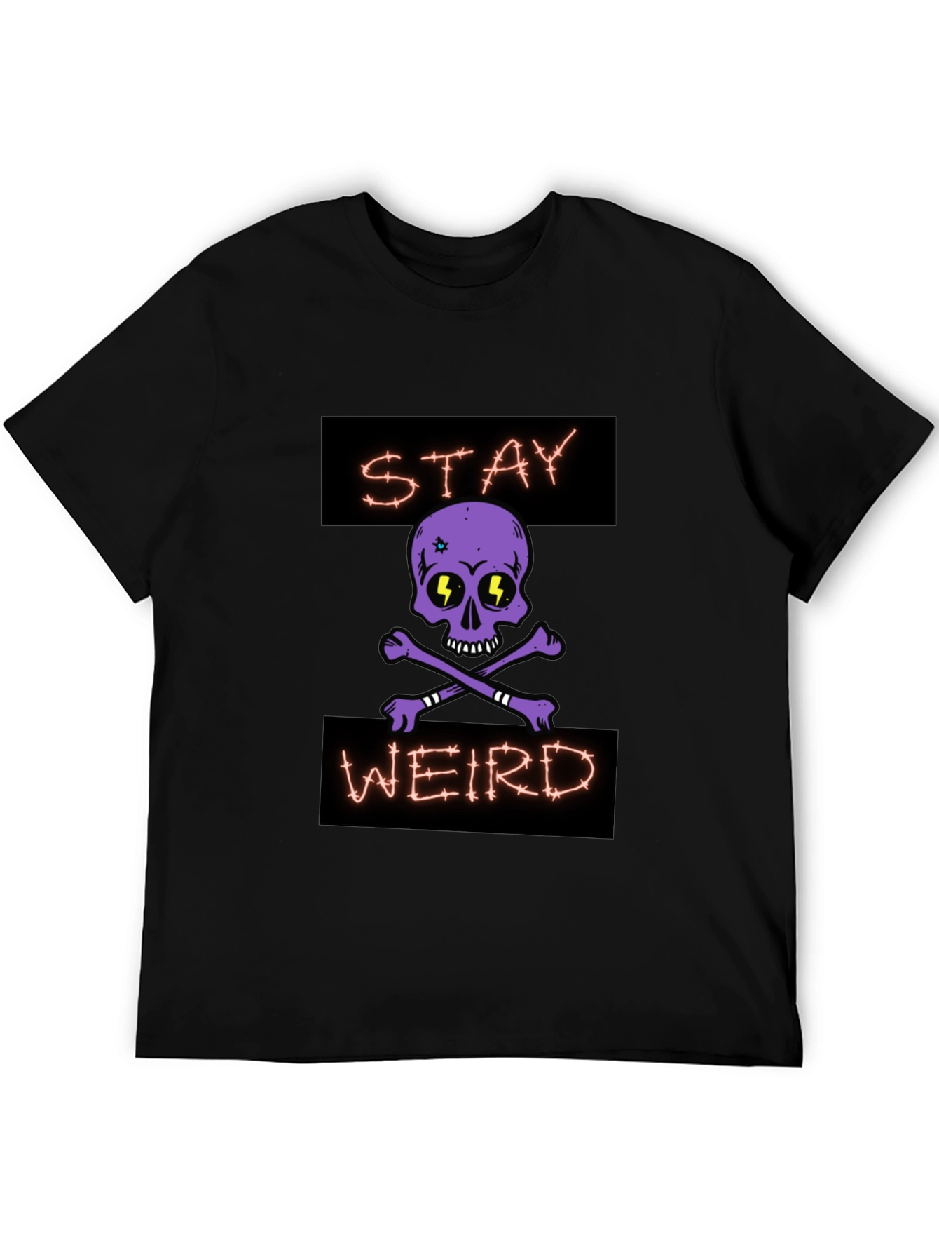 Stay Weird Skull Graphic T-Shirt - Black