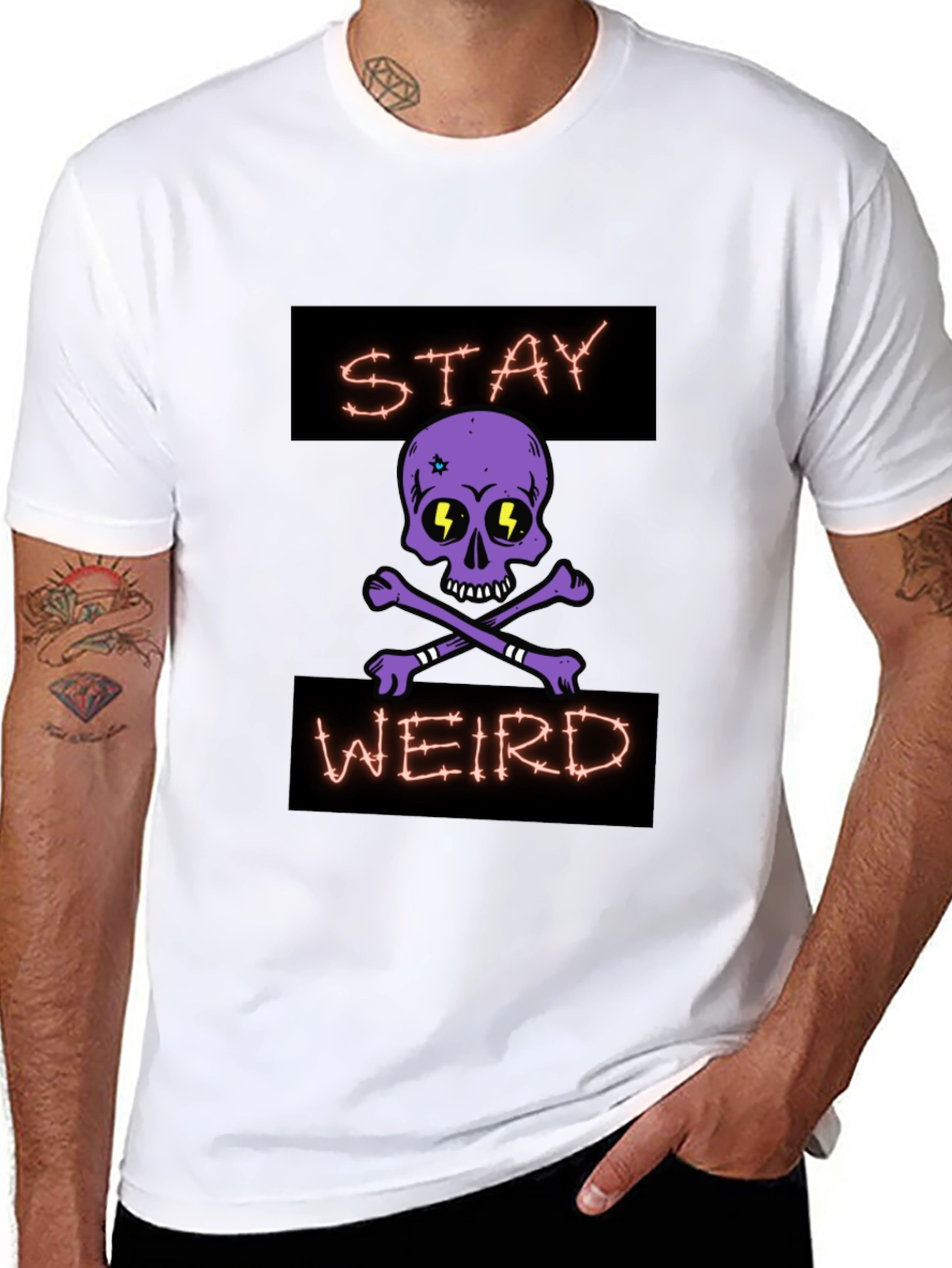 Stay Weird Skull Graphic T-Shirt - Black