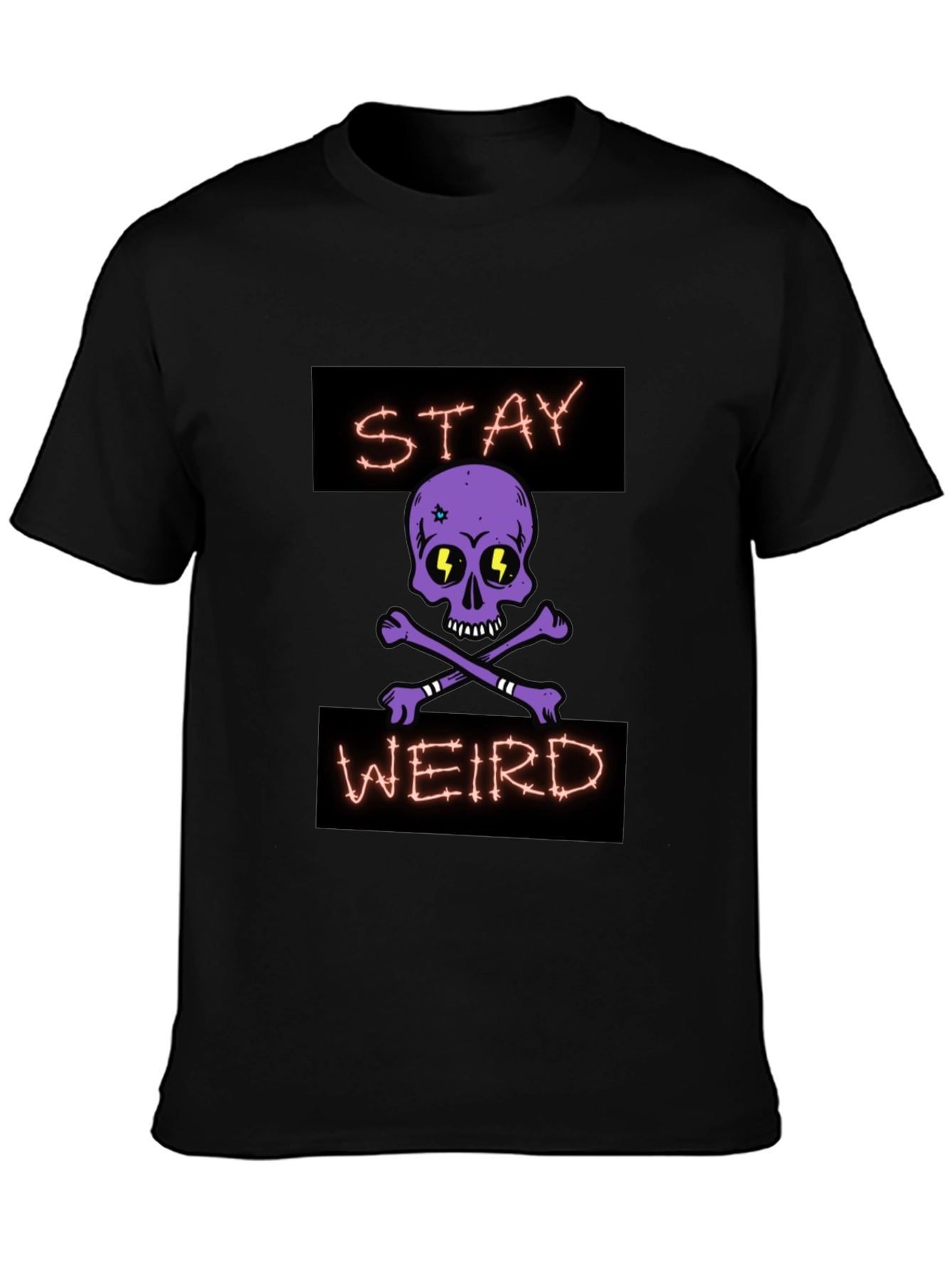 Stay Weird Skull Graphic T-Shirt - Black