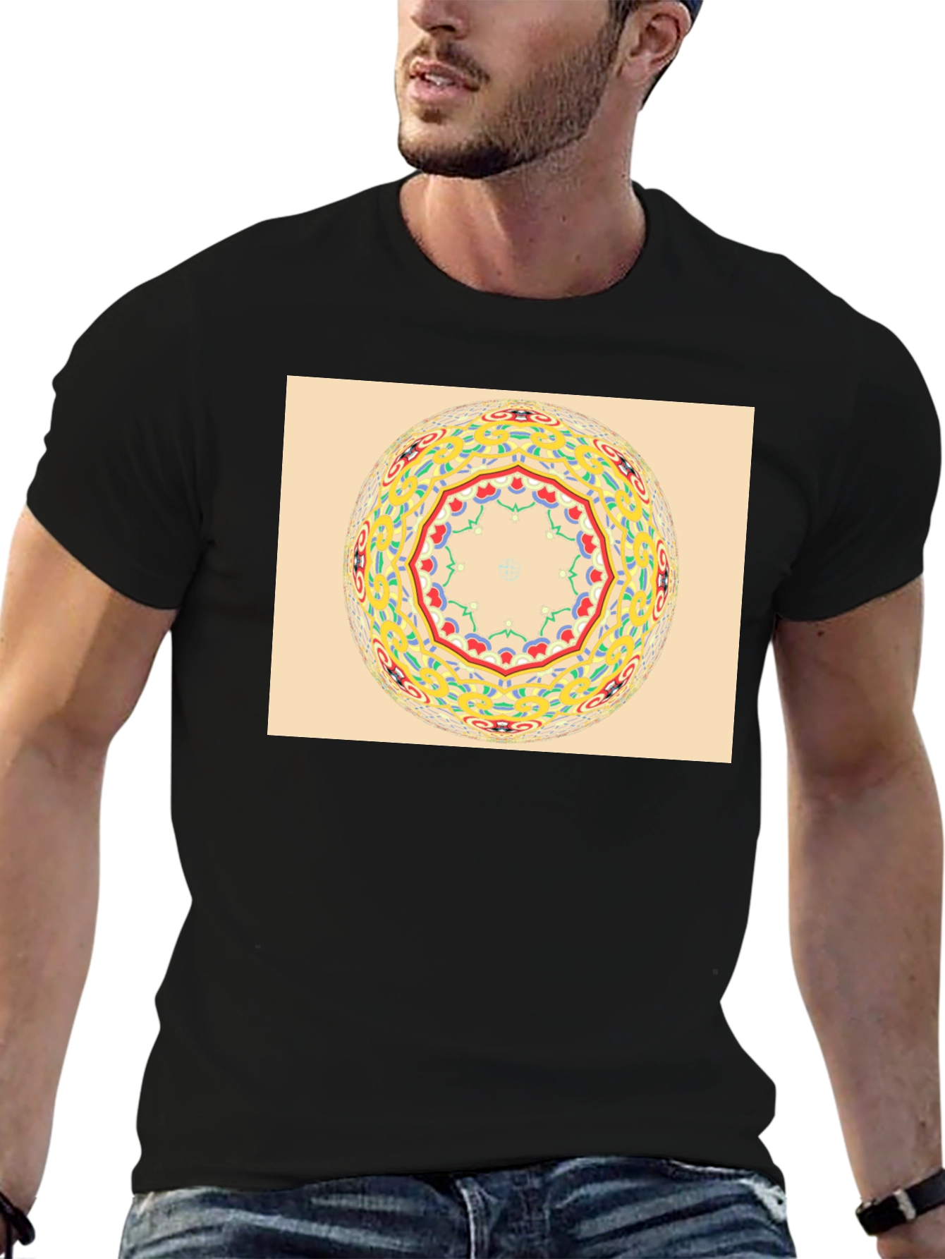 Mandala Graphic Tee - Stylish Crew Neck