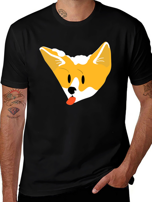 Cute Corgi Face Black T-Shirt
