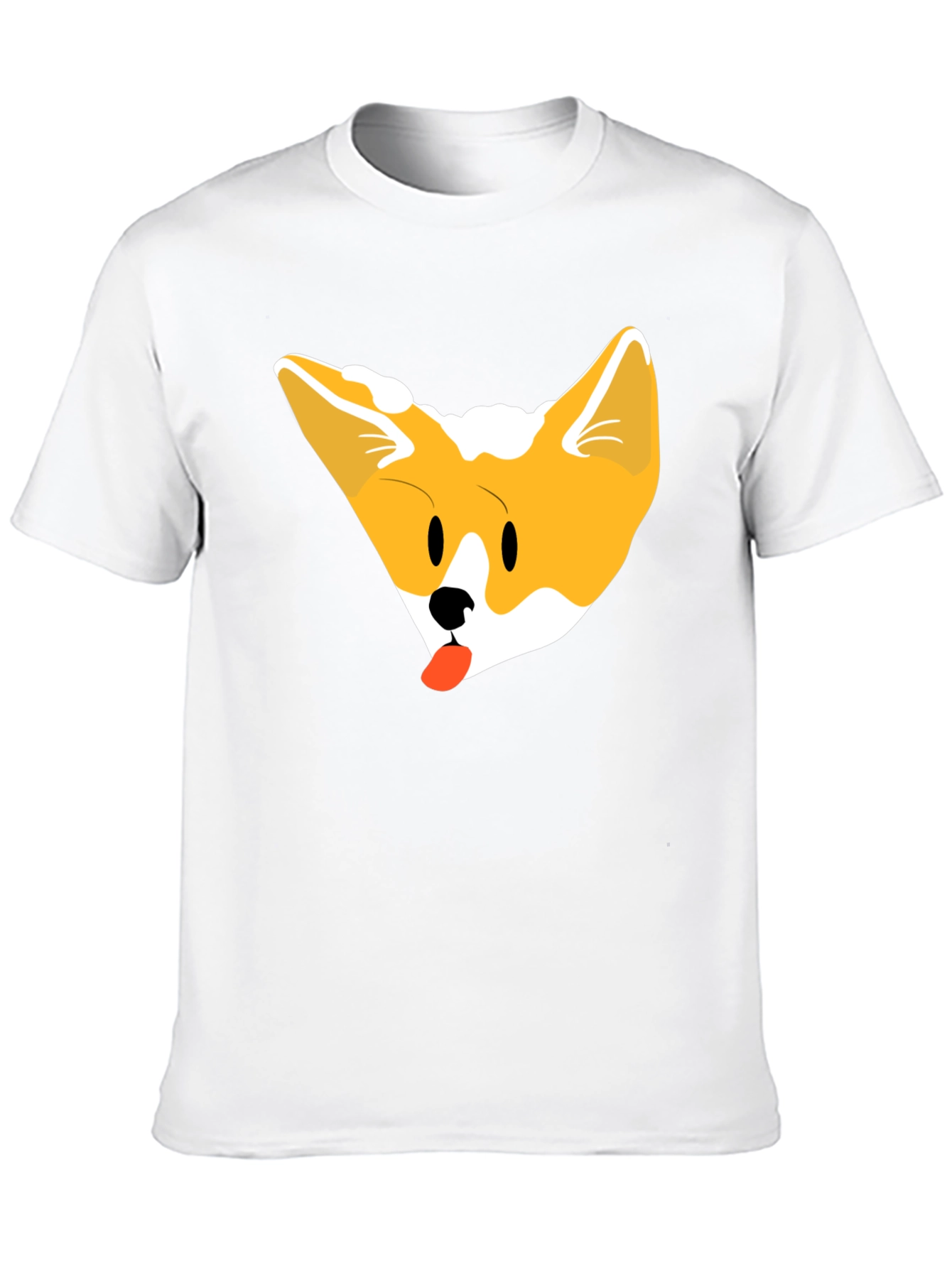 Cute Corgi Face Black T-Shirt