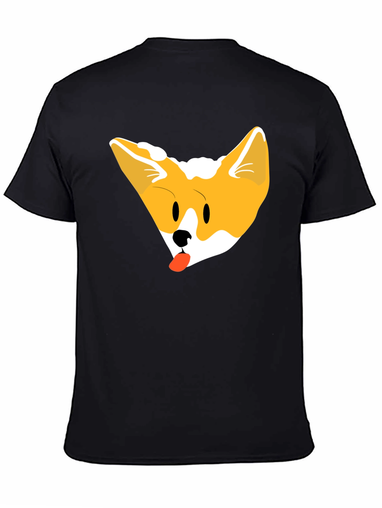 Cute Corgi Face Black T-Shirt
