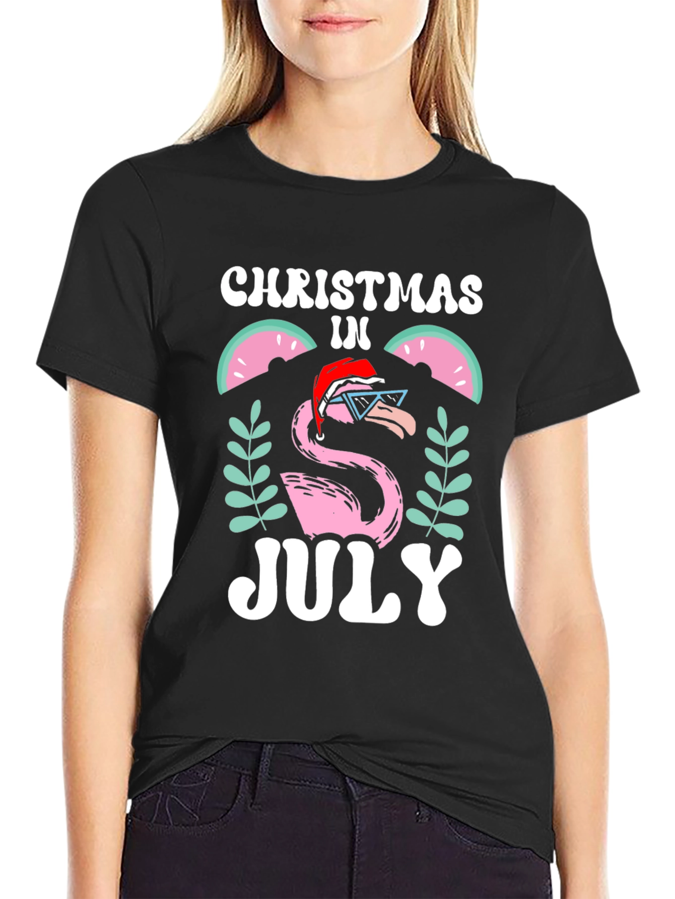 Christmas in July Flamingo Graphic Tee