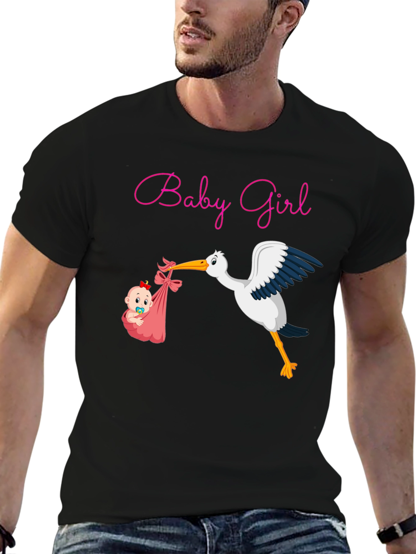 Baby Girl Stork Graphic Tee - Expecting Mothers