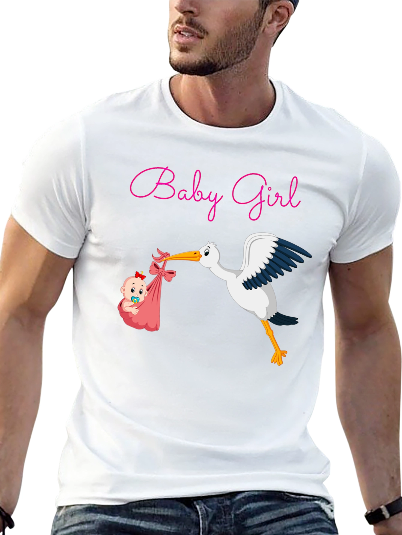 Baby Girl Stork Graphic Tee - Expecting Mothers