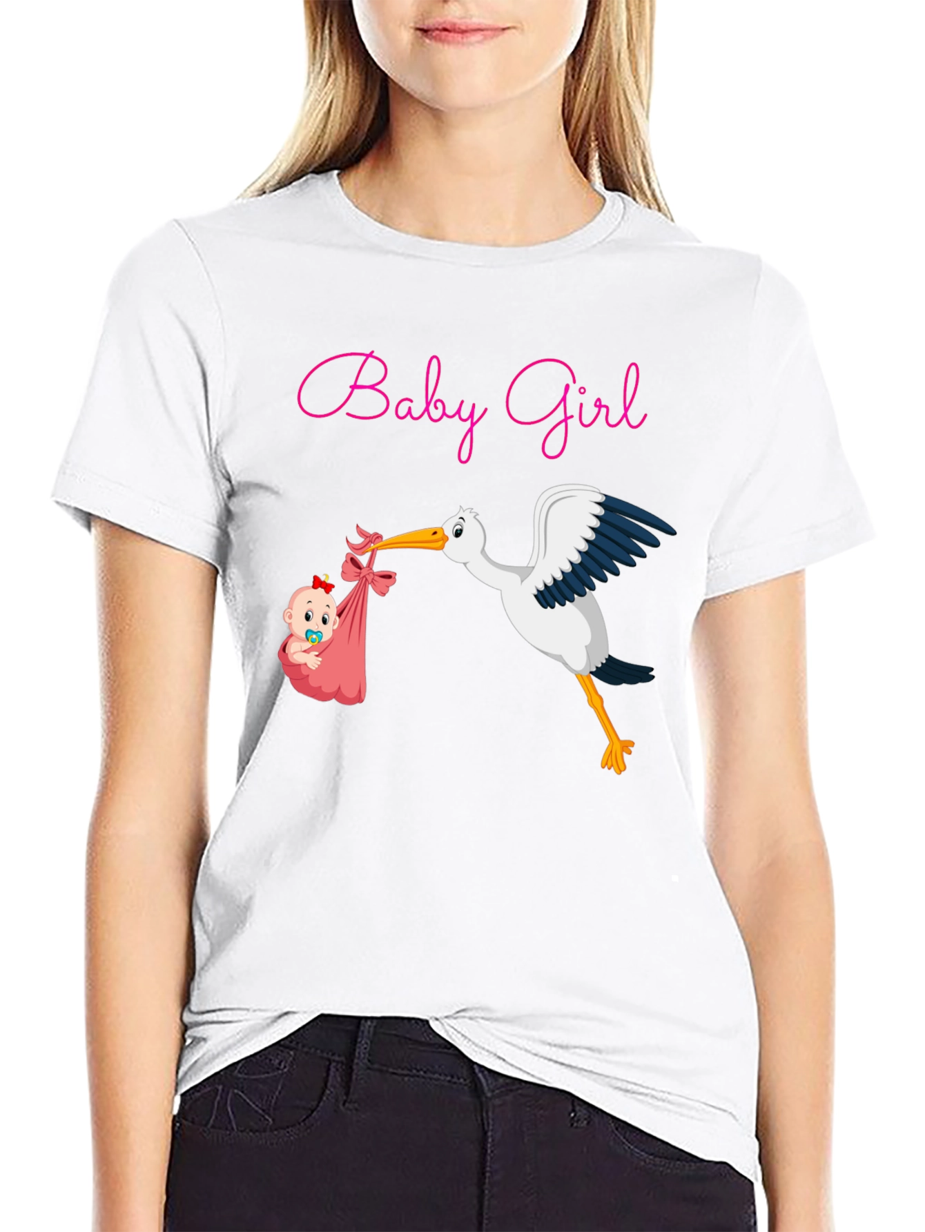 Baby Girl Stork Graphic Tee - Expecting Mothers